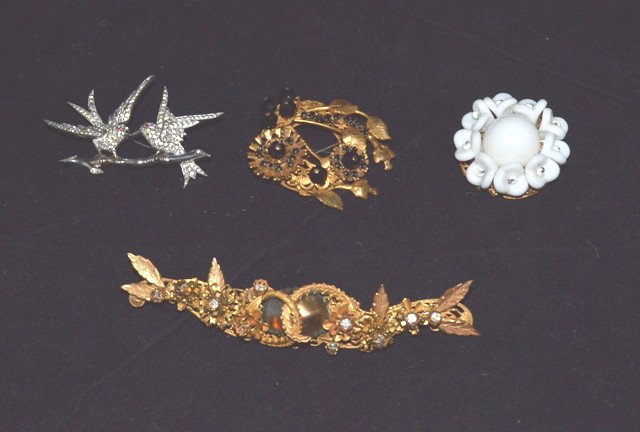 Miriam Haskel/ Stanley Hagler, Two Brooches: Four piece group of brooches including Miriam Haskel/ Stanley Hagler and two others