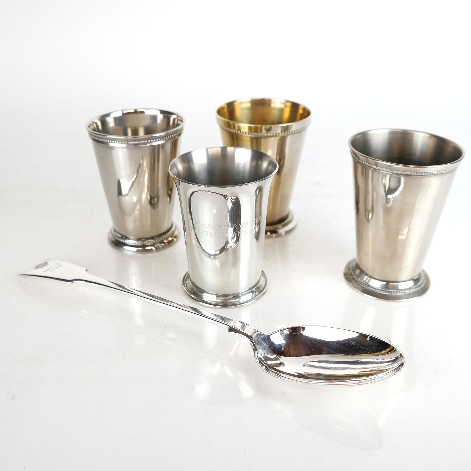English Silver Plate Serving Spoon & Four Beakers (1 of 11)