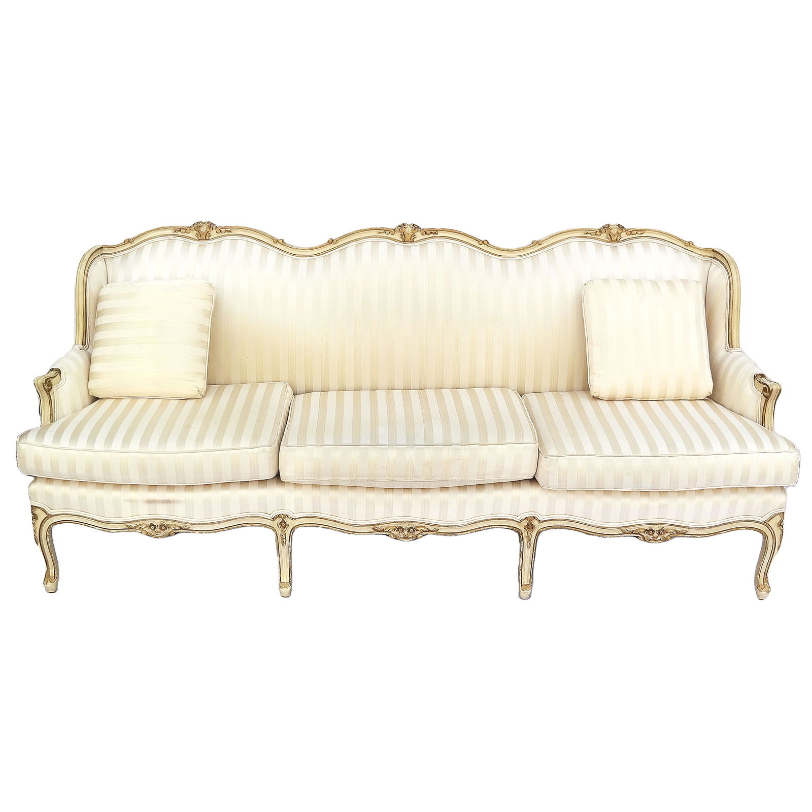Rococo-Style Parcel Gilt Cream Painted Sofa (1 of 7)
