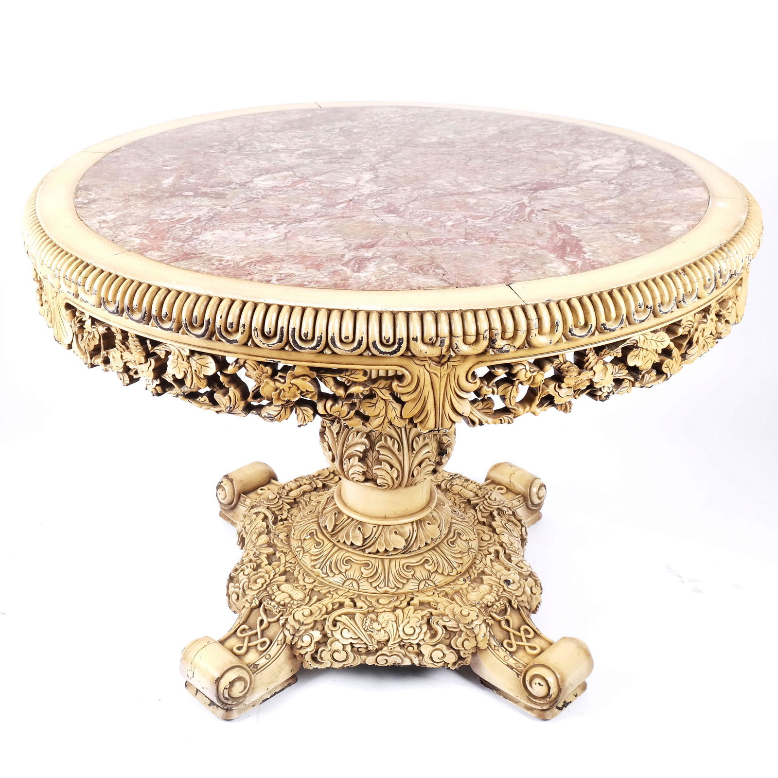 Neoclassical-Style Cream-Painted Table (1 of 15)