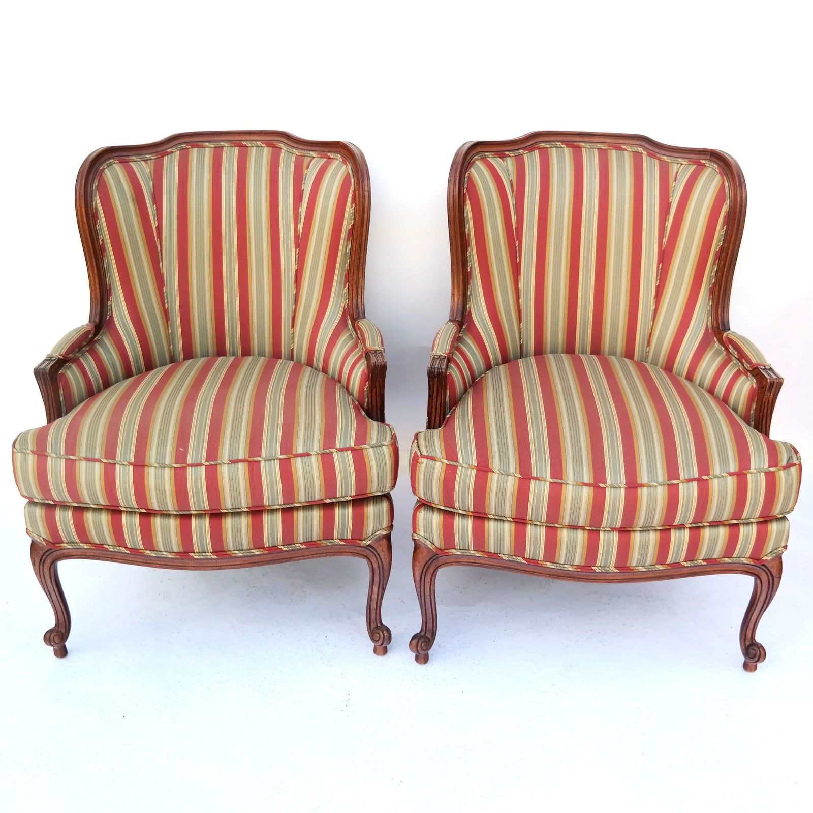 Pair of Rococo-Style Carved Bergeres (1 of 13)