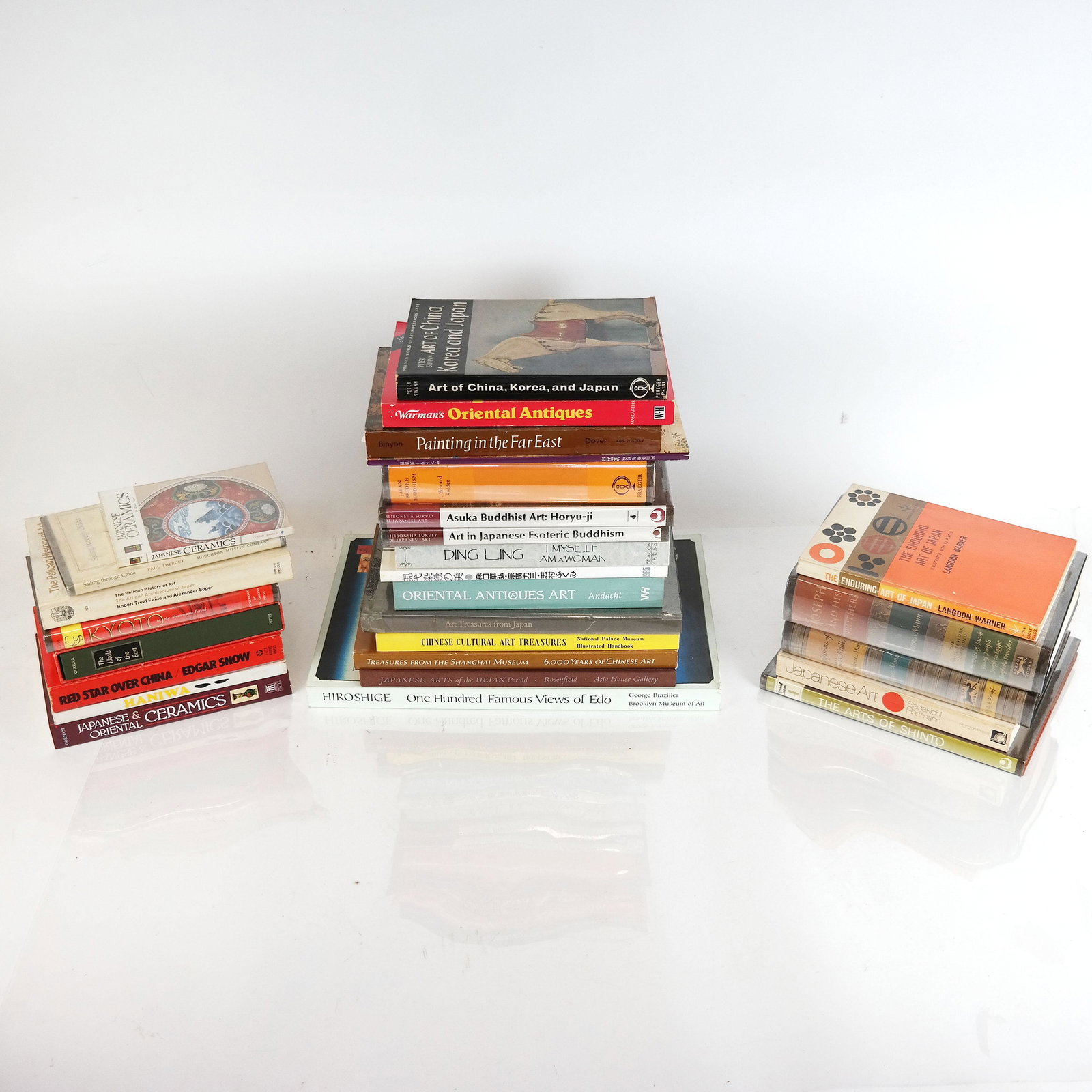 Group of Books on Asian Art & Culture: Group of approximately 25 volumes of Asian art and culture books, including Chinese, Japanese, Korean paintings, antiques, and writings. [Largest: 14" H x 9 1/2" W]. All with wear and marks.