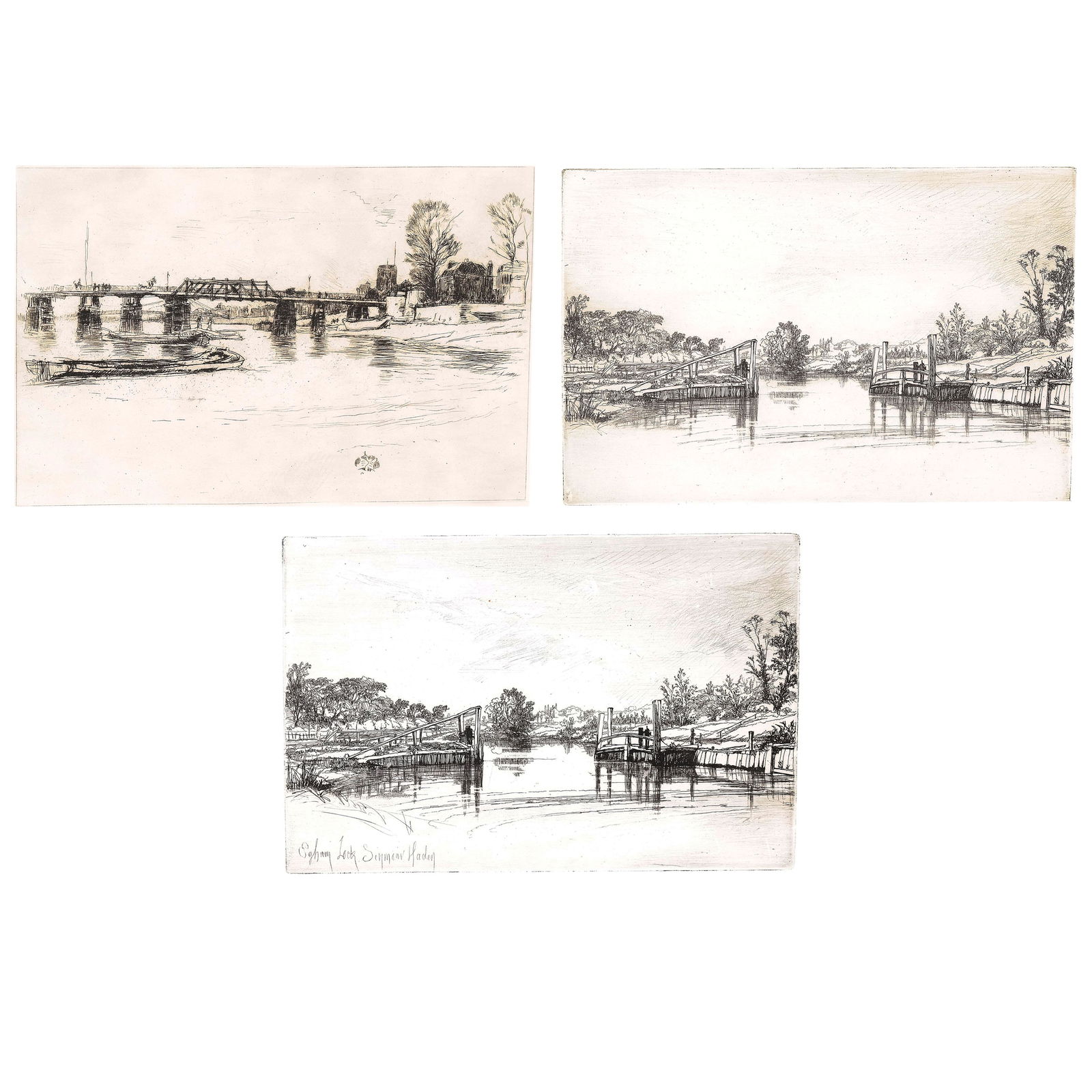 Three Etchings - River Scenes (1 of 20)