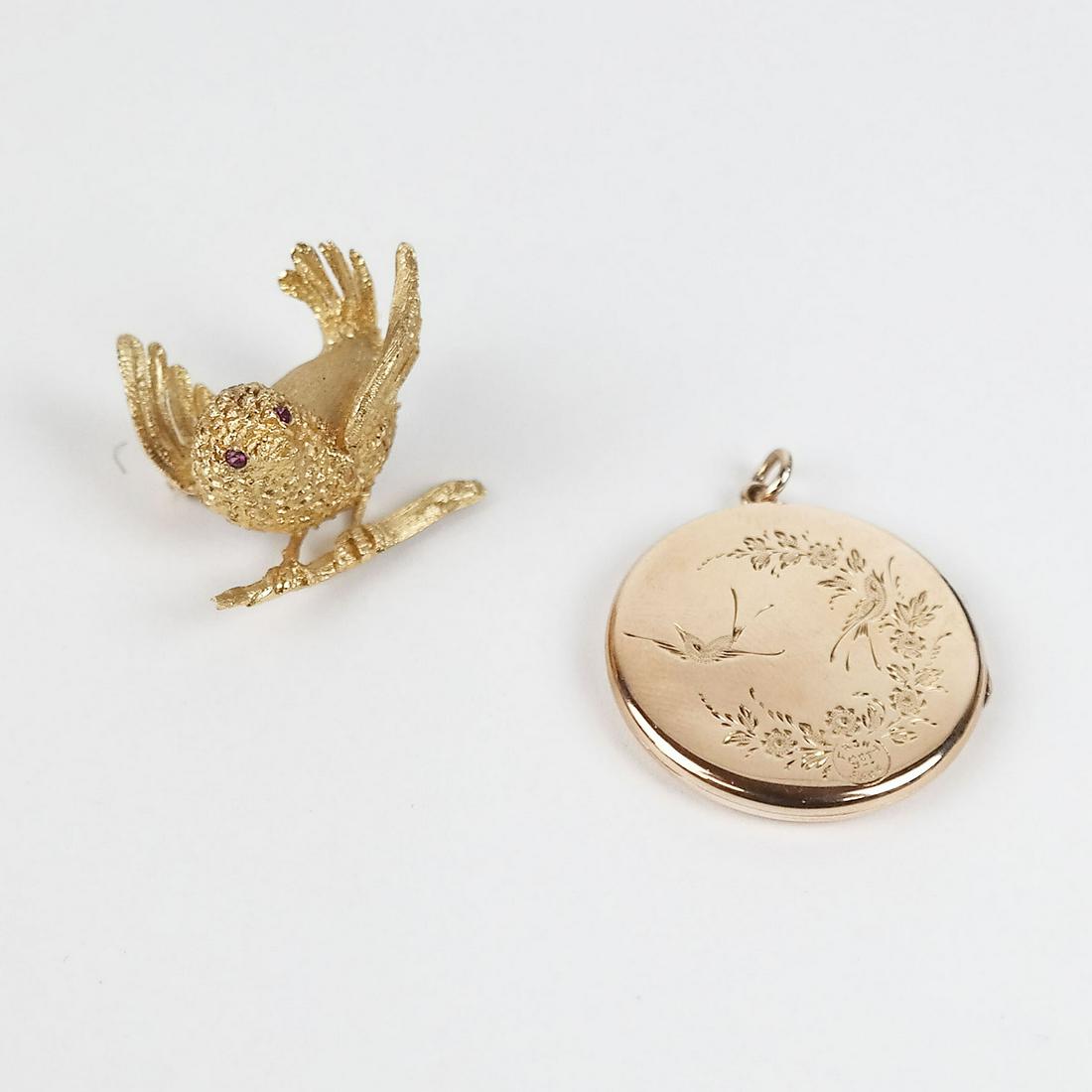 Yellow Gold Locket & Bird Pin (1 of 10)