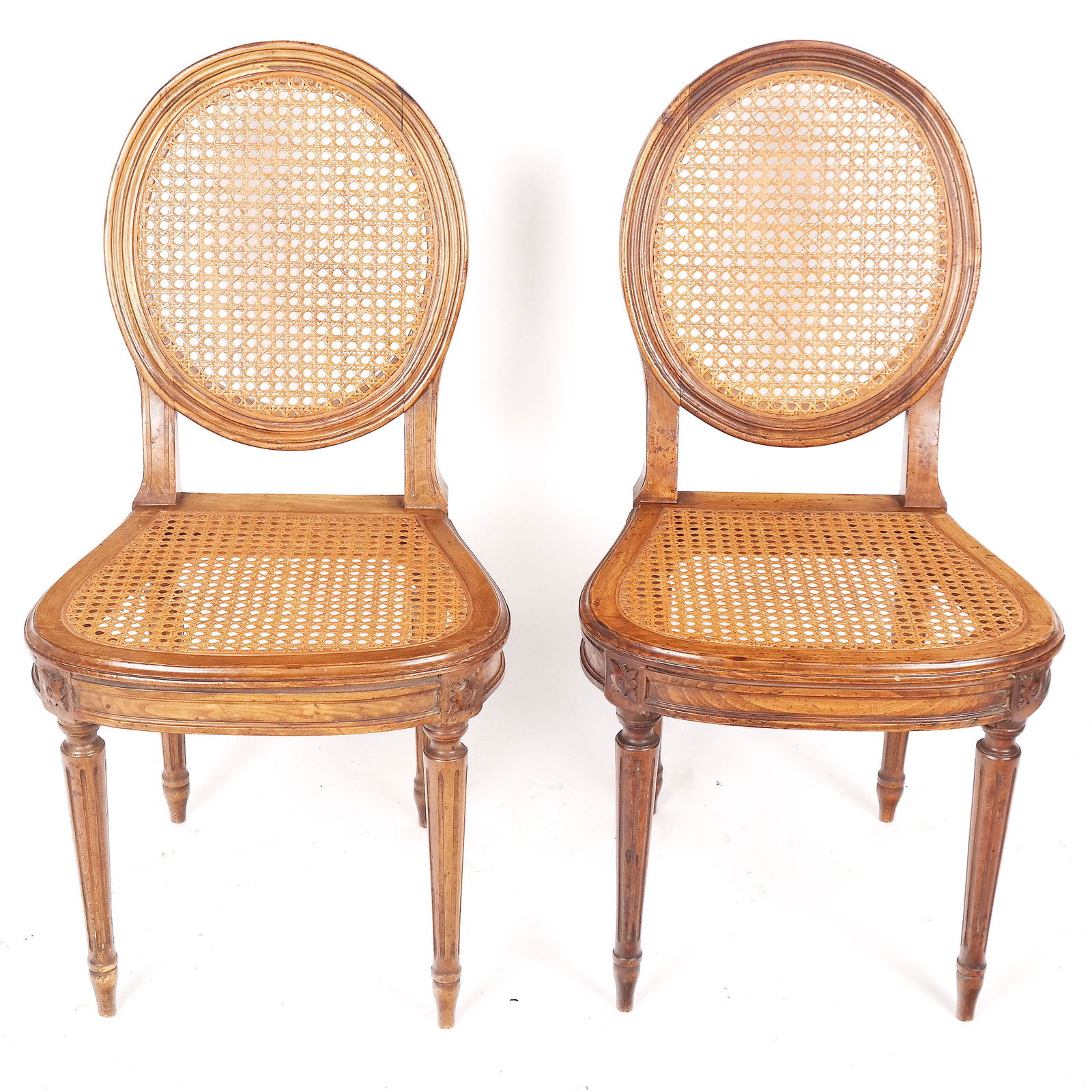Pair of Neoclassical-Style Caned Side Chairs (1 of 8)