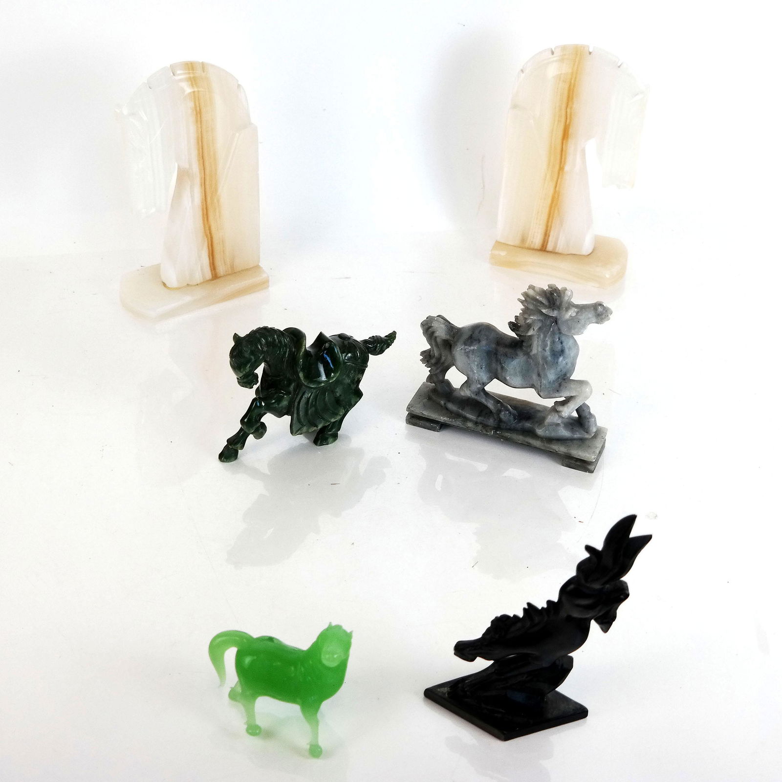 Lapidary Group of 6 Carved Stone & Mineral Horses (1 of 13)