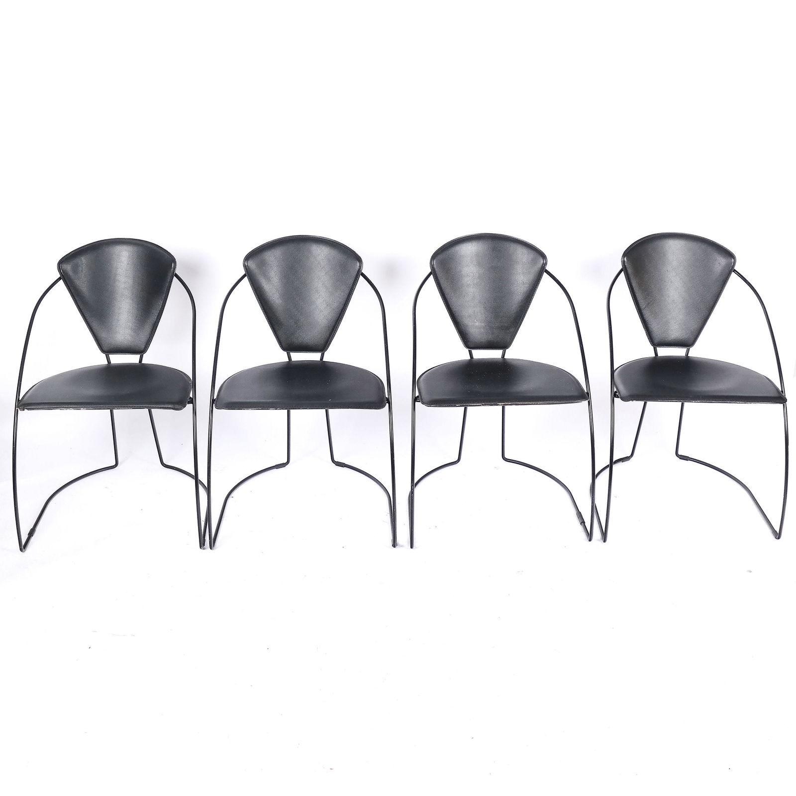 Set of 4 Modern Italian Leather Upholstered Chairs (1 of 8)