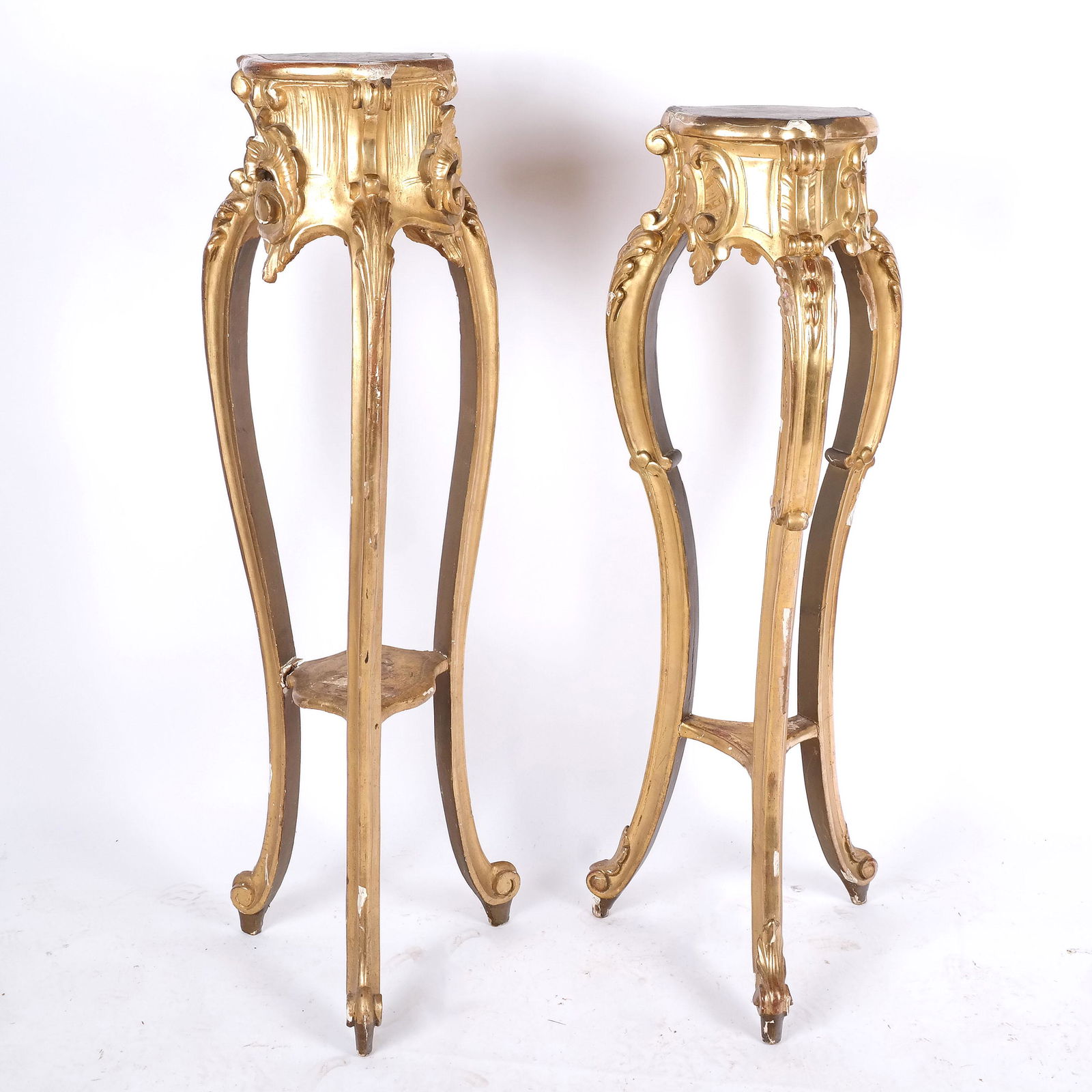 Pair of Rococo-Style Giltwood Pedestals (1 of 14)