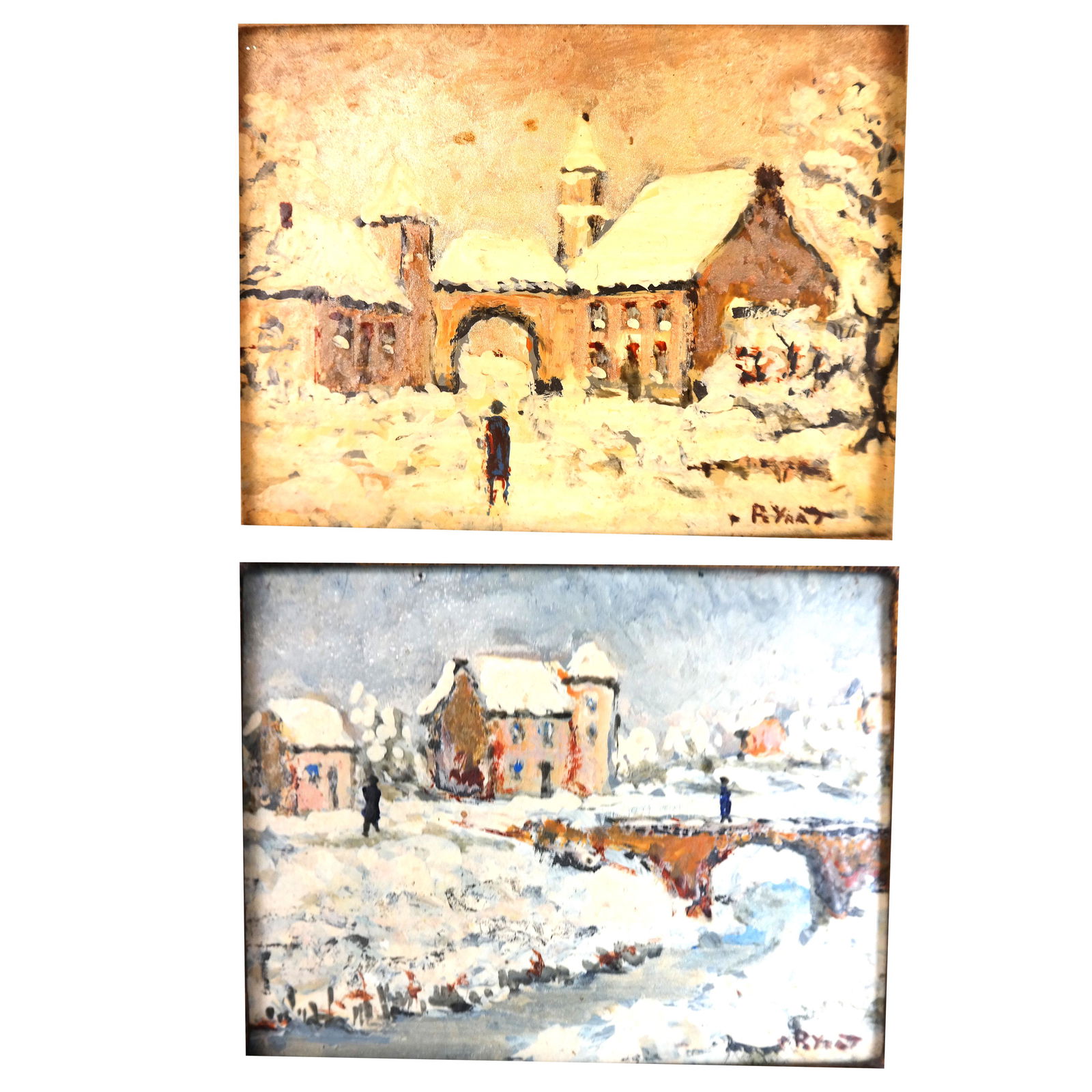 Pair of Winter Landscapes, Illegibly Signed (1 of 18)