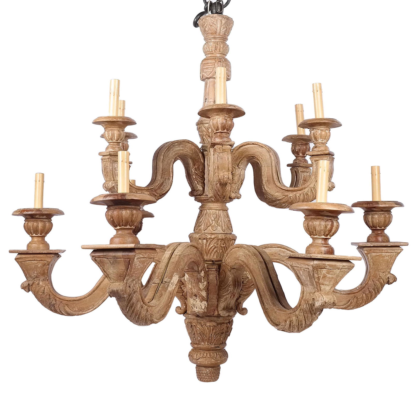 Palatial Baroque-Style Carved Pine Chandelier (1 of 18)