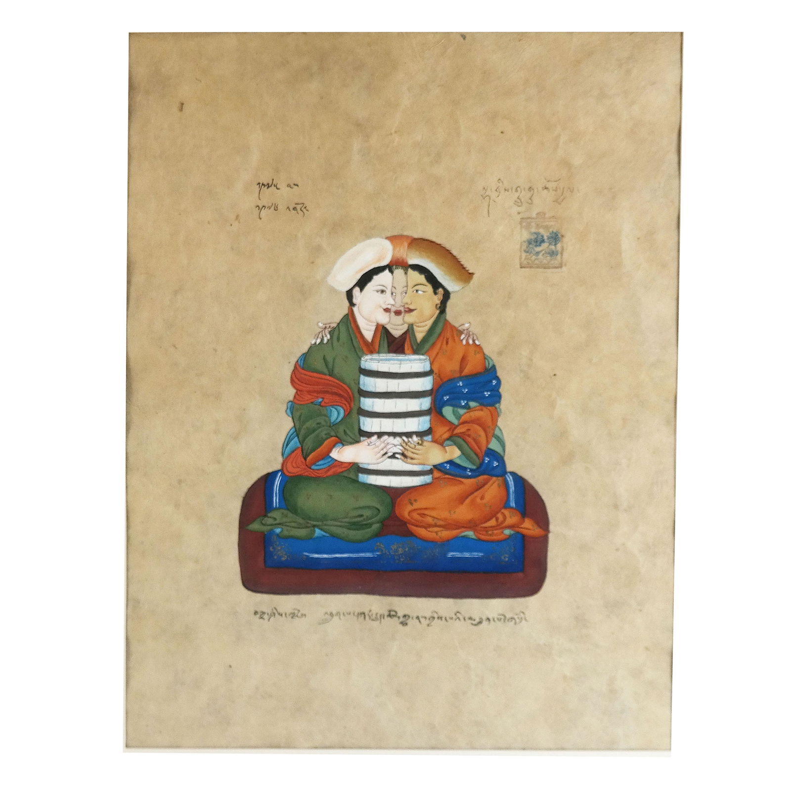 Indian Gouache on Paper: "Three Brothers" (1 of 9)