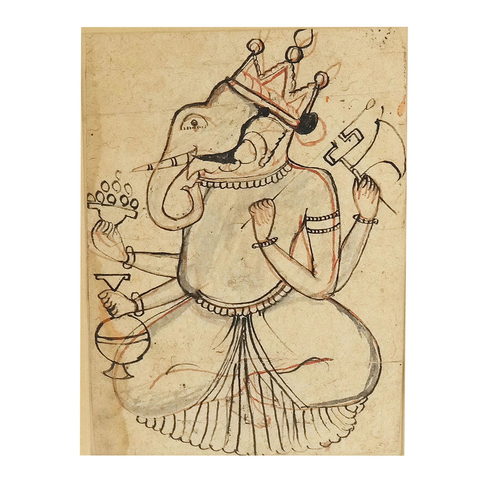 Indian Pen and Ink Drawing of Ganesha (1 of 6)