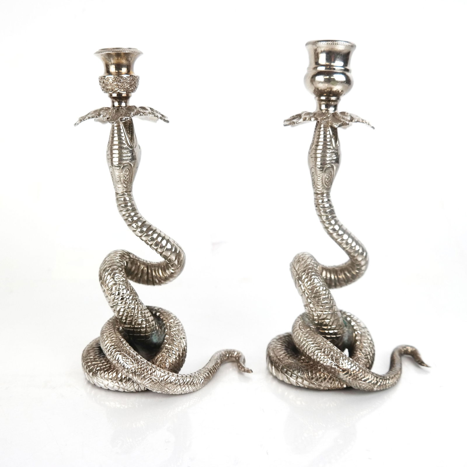 Pair Neoclassical-Style Snake-Form Candlesticks (1 of 7)
