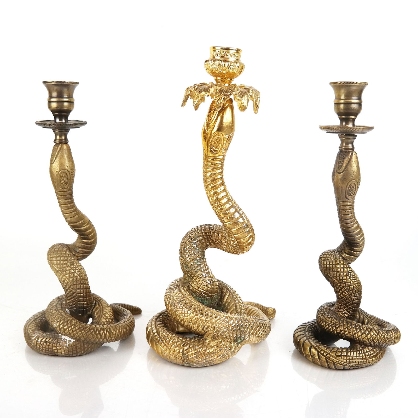 3 Neoclassical-Style Gilt Metal Candlesticks (1 of 14)