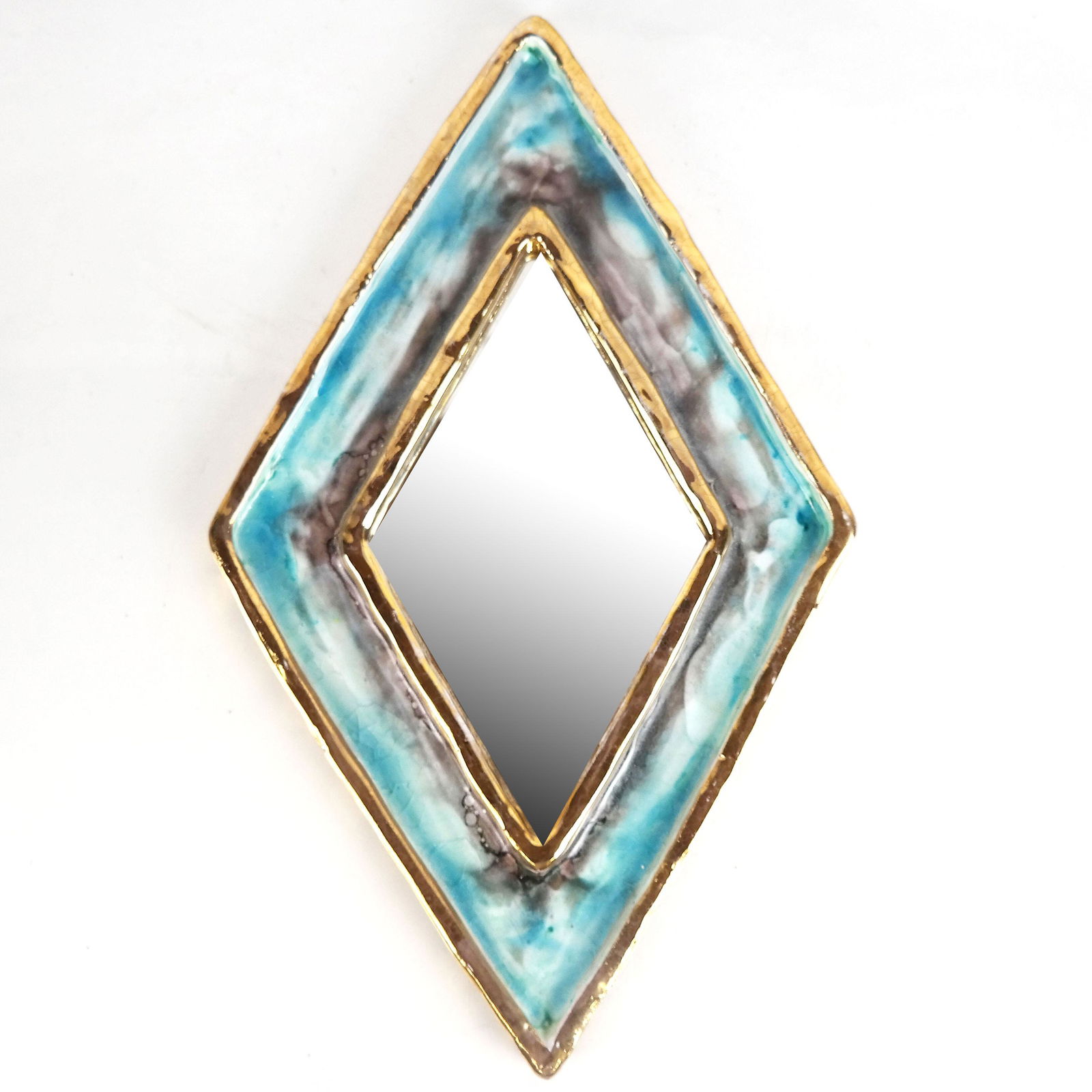 Mid-Century Glazed Ceramic Mirror (1 of 6)