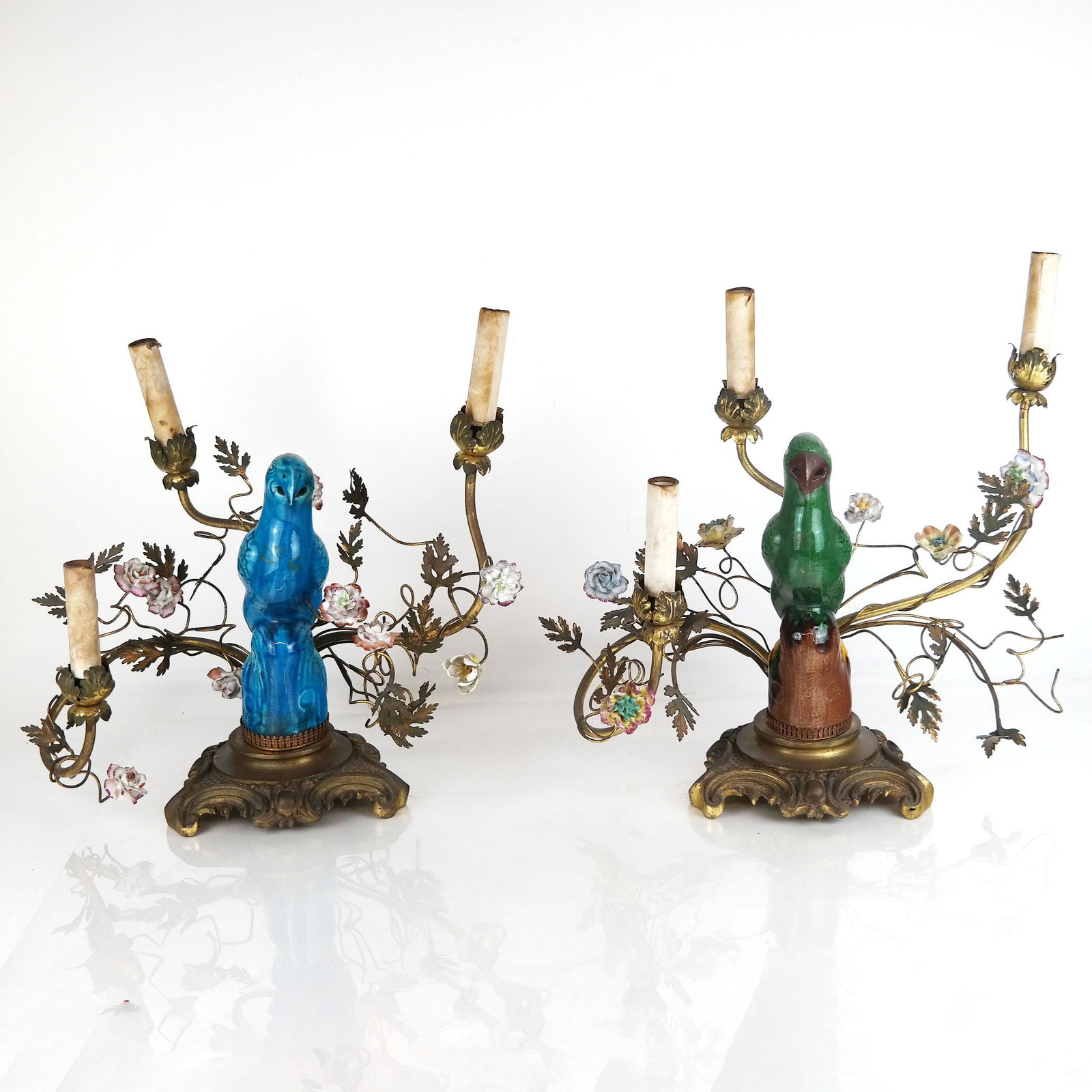 Pair of Parrot Form German Candelabra Lamps (1 of 12)