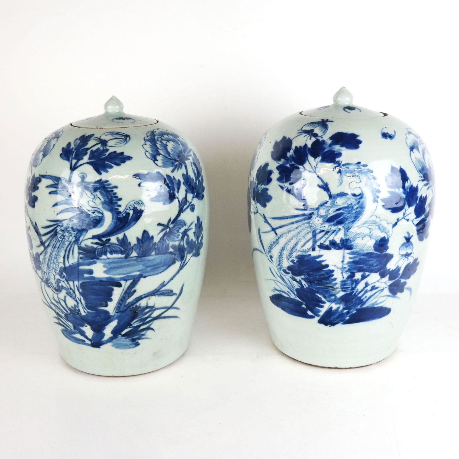 Pair of Chinese Blue & White Porcelain Jars (1 of 8)