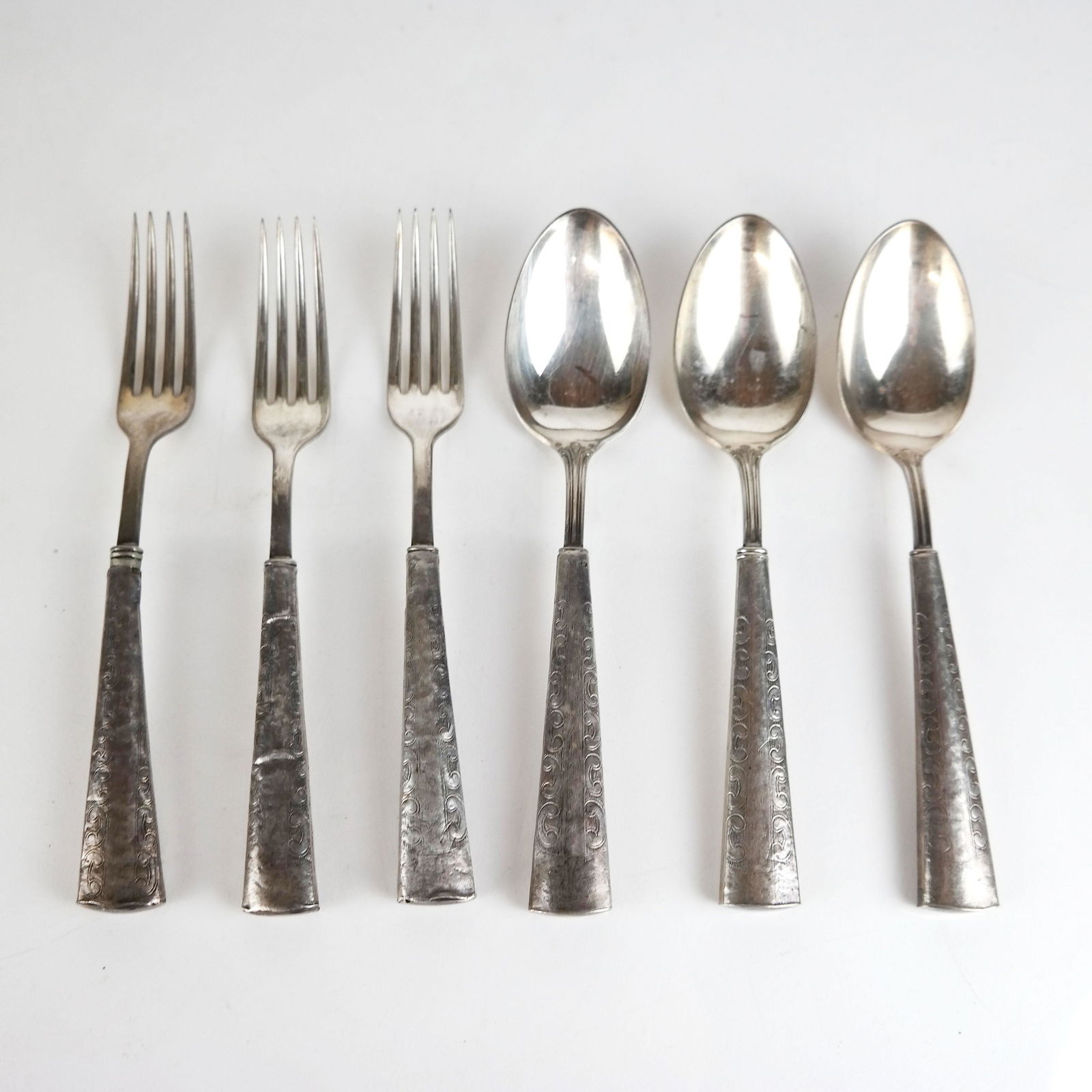 Set of Six Sterling Silver Forks & Spoons (1 of 10)