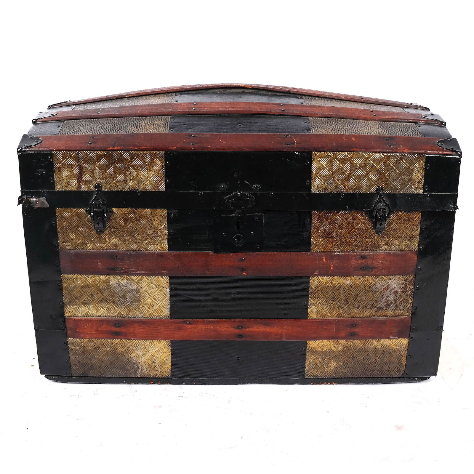 Victorian Hammered Metal & Wood Travel Trunk (1 of 14)