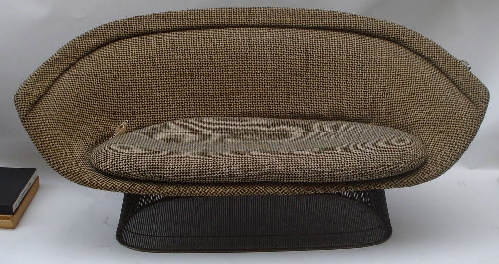 Platner for Knoll Sofa: Warren Platner for Knoll sofa featuring a welded steel wire base. 68" width x 31" height x 30" depth (16" height to seat).