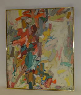 Seymour Franks Oil on Canvas: Framed abstract signed Seymour Franks , lower right. (Attributed). Knodler Gallery. Good condition. 44" x 37".