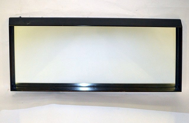 Mirror Manufactured by Directional: Rectangular mirror manufactured by Directional, contained within a bevel mounted shadow box walnut surround. 50.75" H x 26.5" W