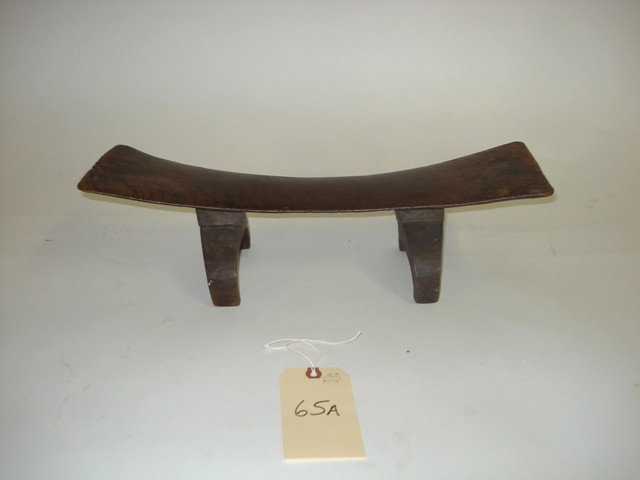 African Carved Wood Headrest: African carved wood headrest. Provenance: "Galerie Flak, Paris"