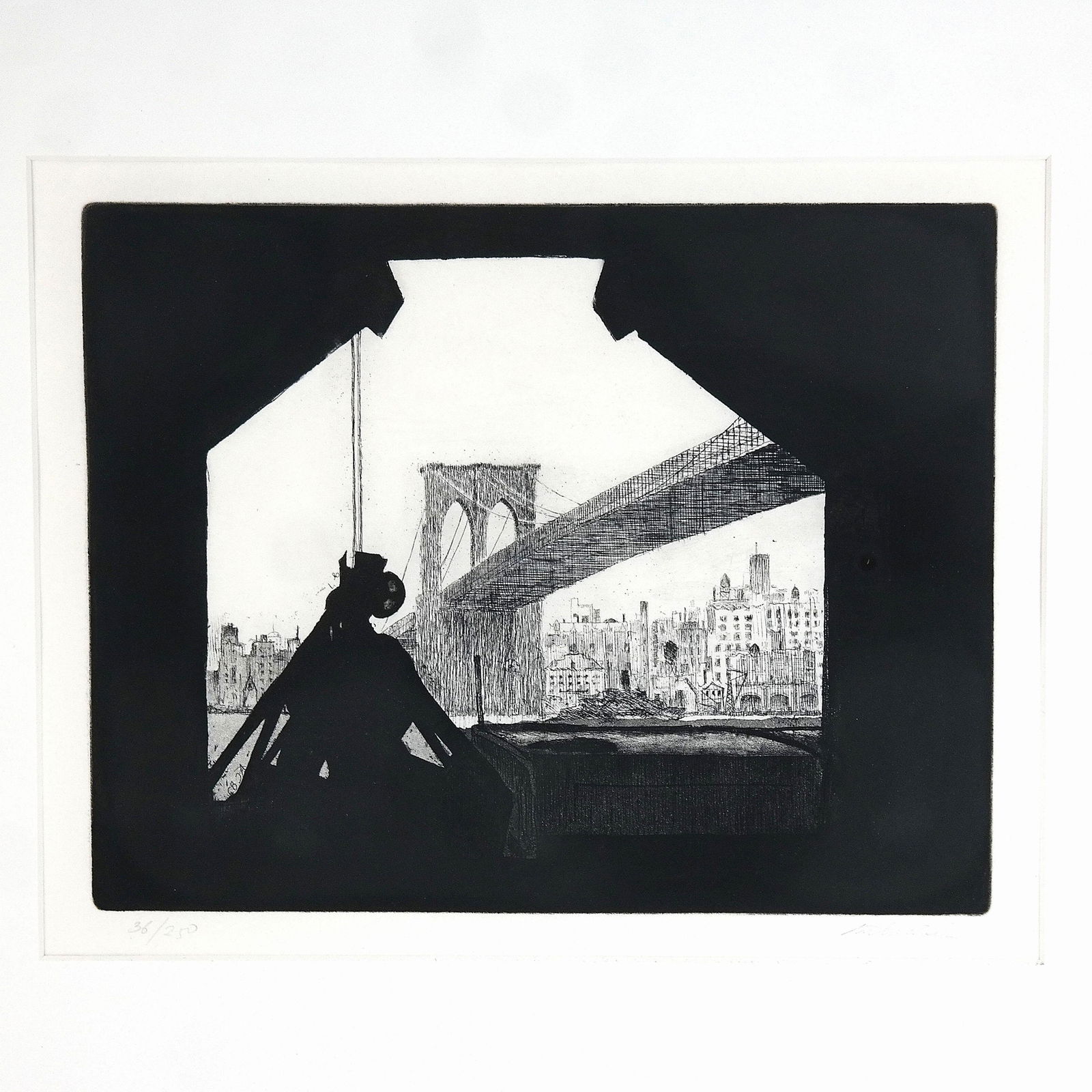 Arthur COHEN: NYC Bridge Silhouette - Etching (1 of 11)