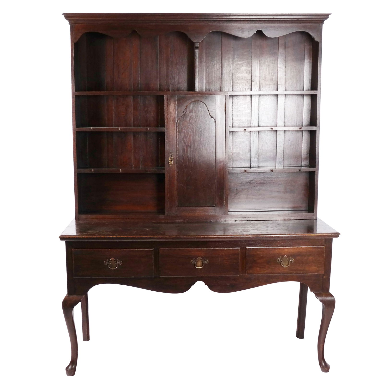 Queen Anne-Style Oak Hutch (1 of 8)