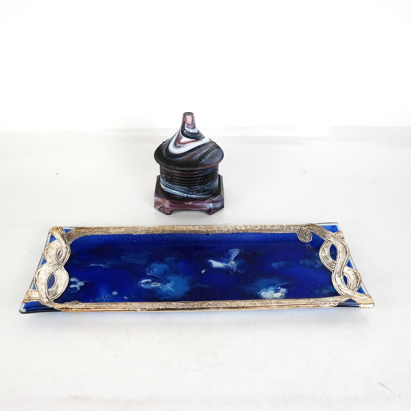 Two Slag Glass Table Articles (1 of 9)