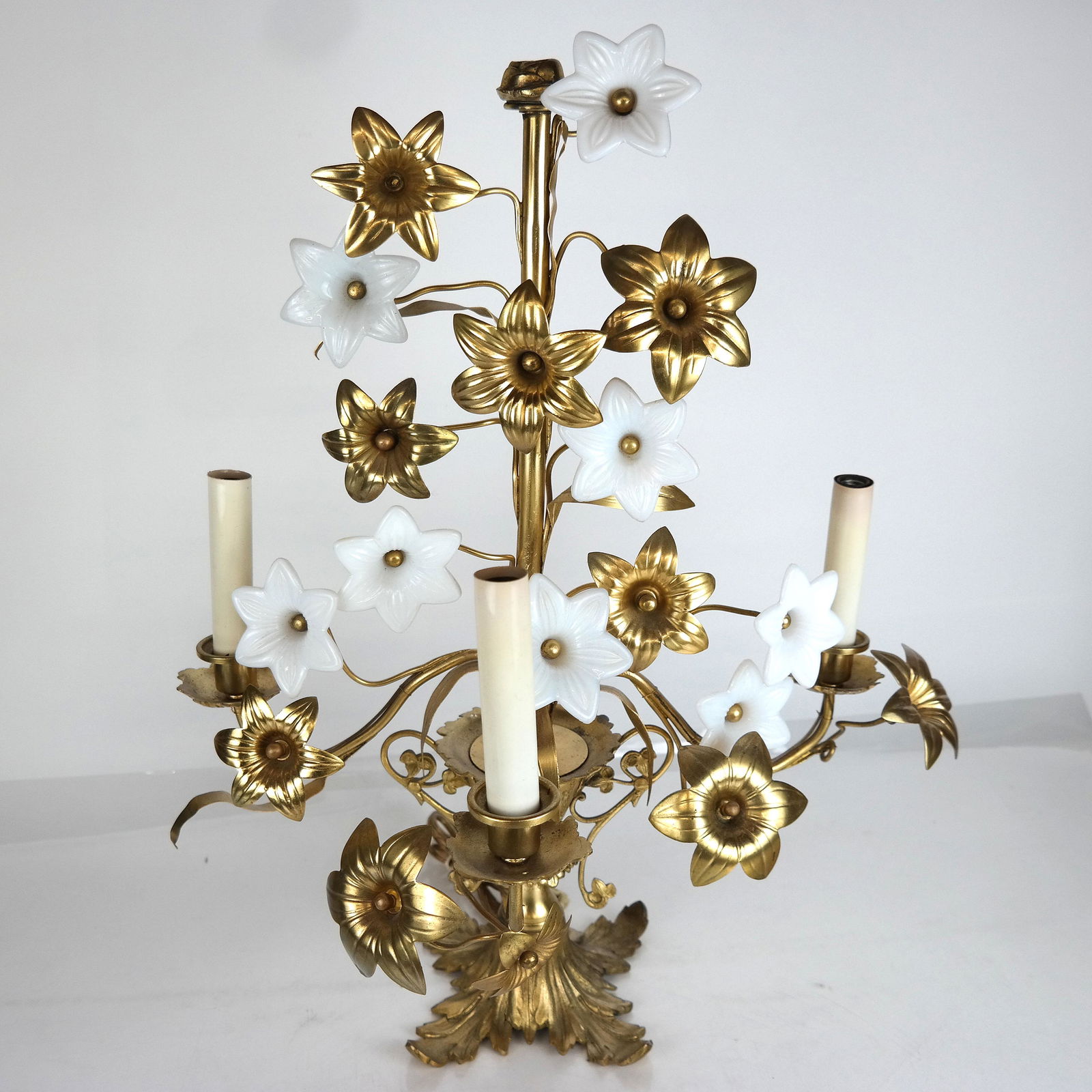 Git Metal & Milk Glass 3-Light Candelabra (1 of 8)