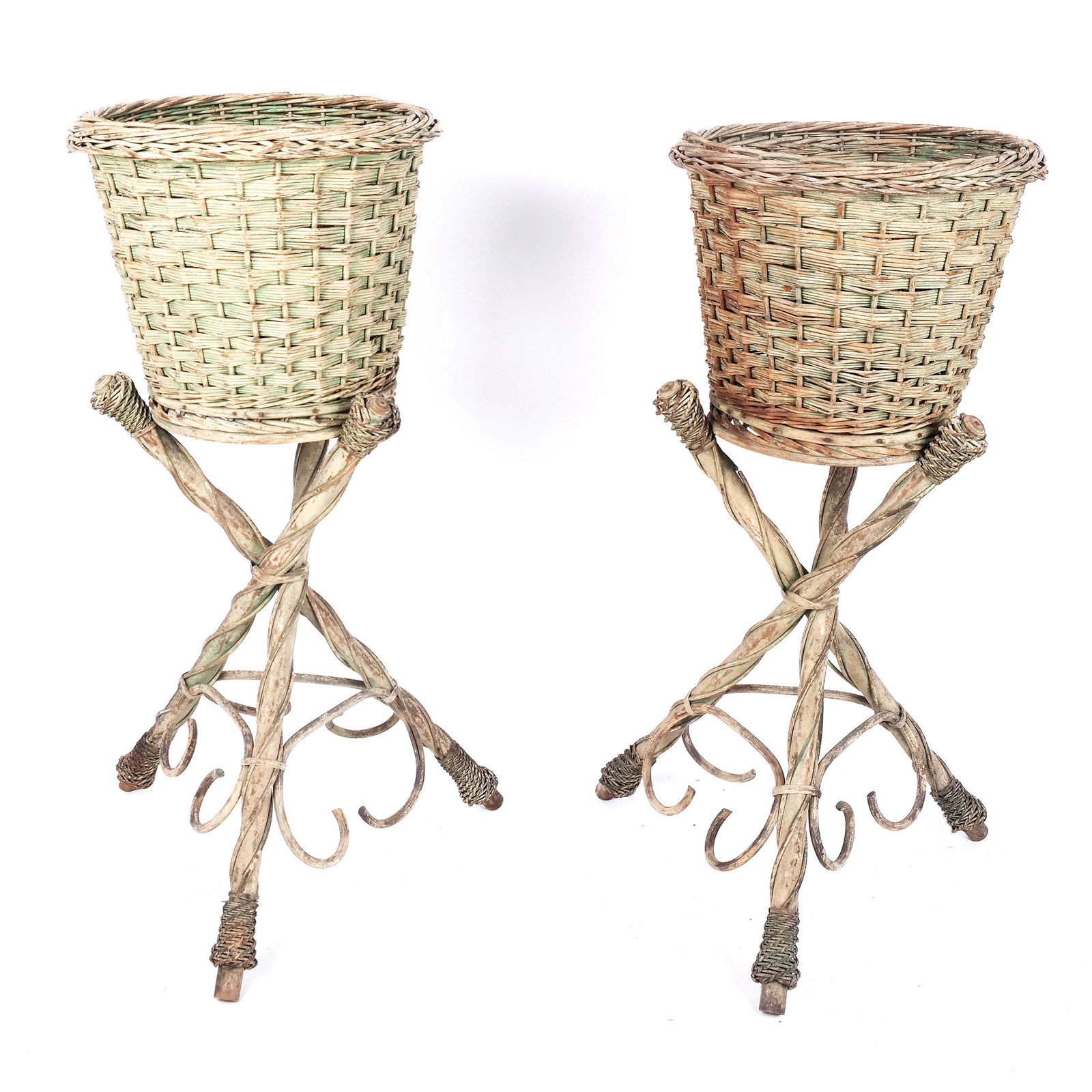 Pair of Woven Wicker Jardinieres (1 of 9)