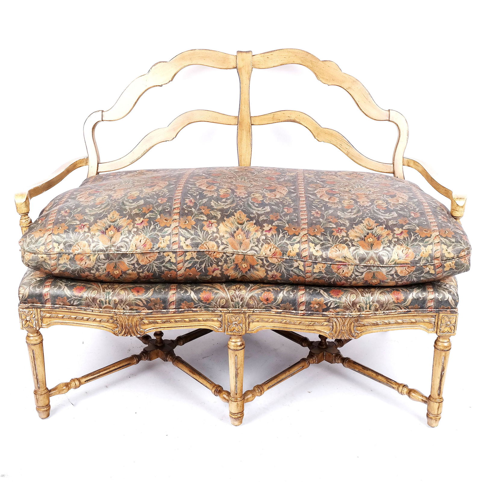 Rococo-Style Carved Settee (1 of 9)