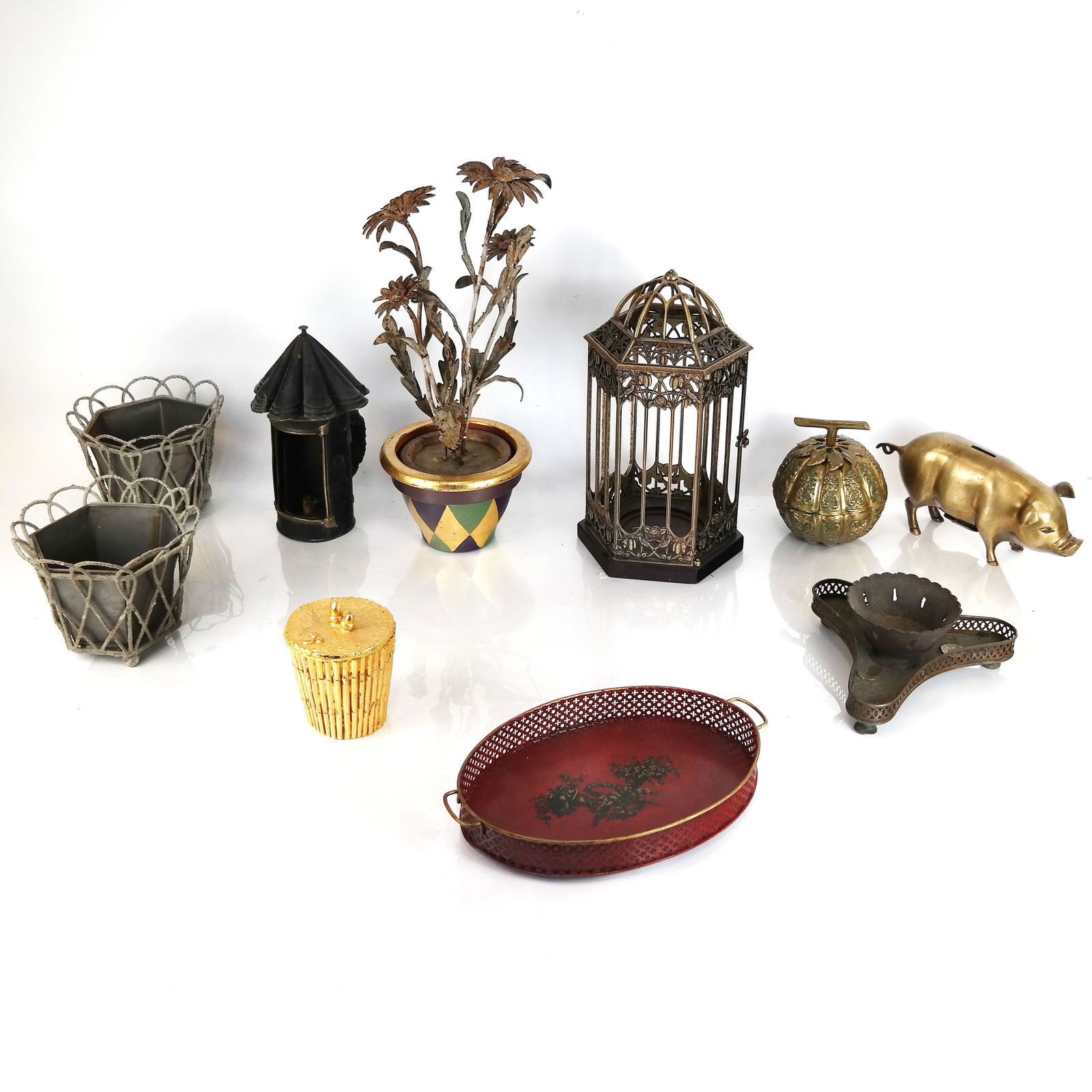 Group of Tole & Gilt Metal Articles (10) (1 of 17)