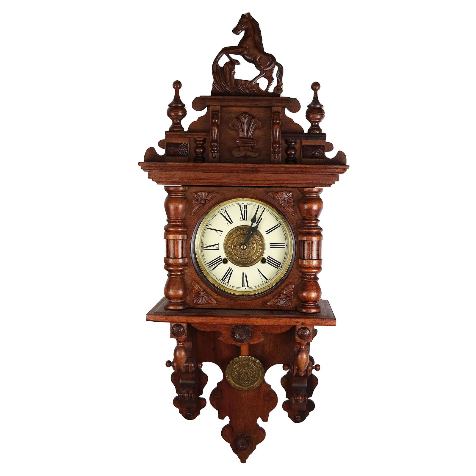 American Carved Mahogany Regulator Clock (1 of 12)
