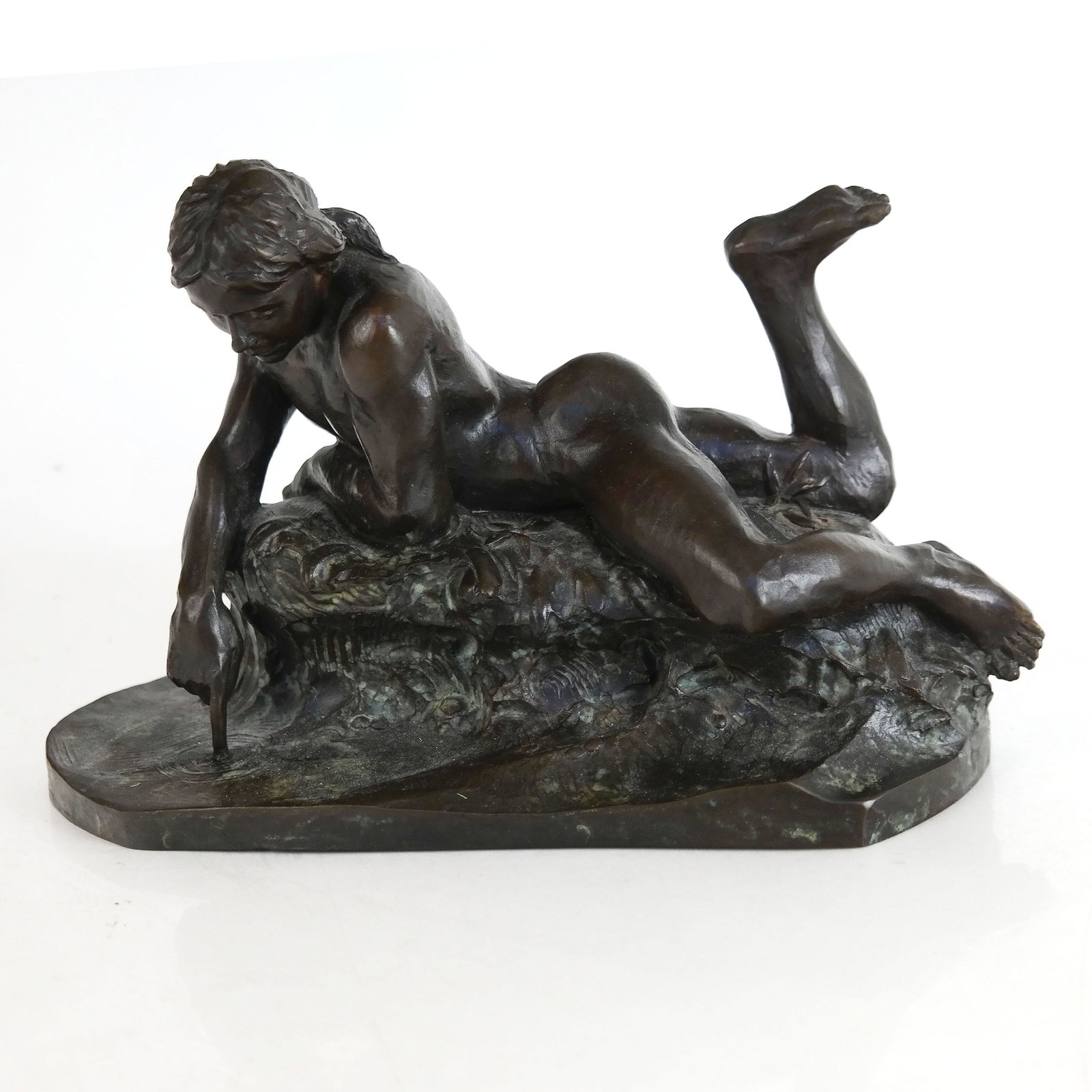 Jay Hall CARPENTER: Bronze Nude Sculpture: Jay Hall Carpenter (American, b. 1959) bronze sculpture modeled as a nude near a pool of water. Signed, numbered, and dated to reverse. From the Collection of Jeffrey M. Kaplan. [6 1/4" H x 10 1/4" W 