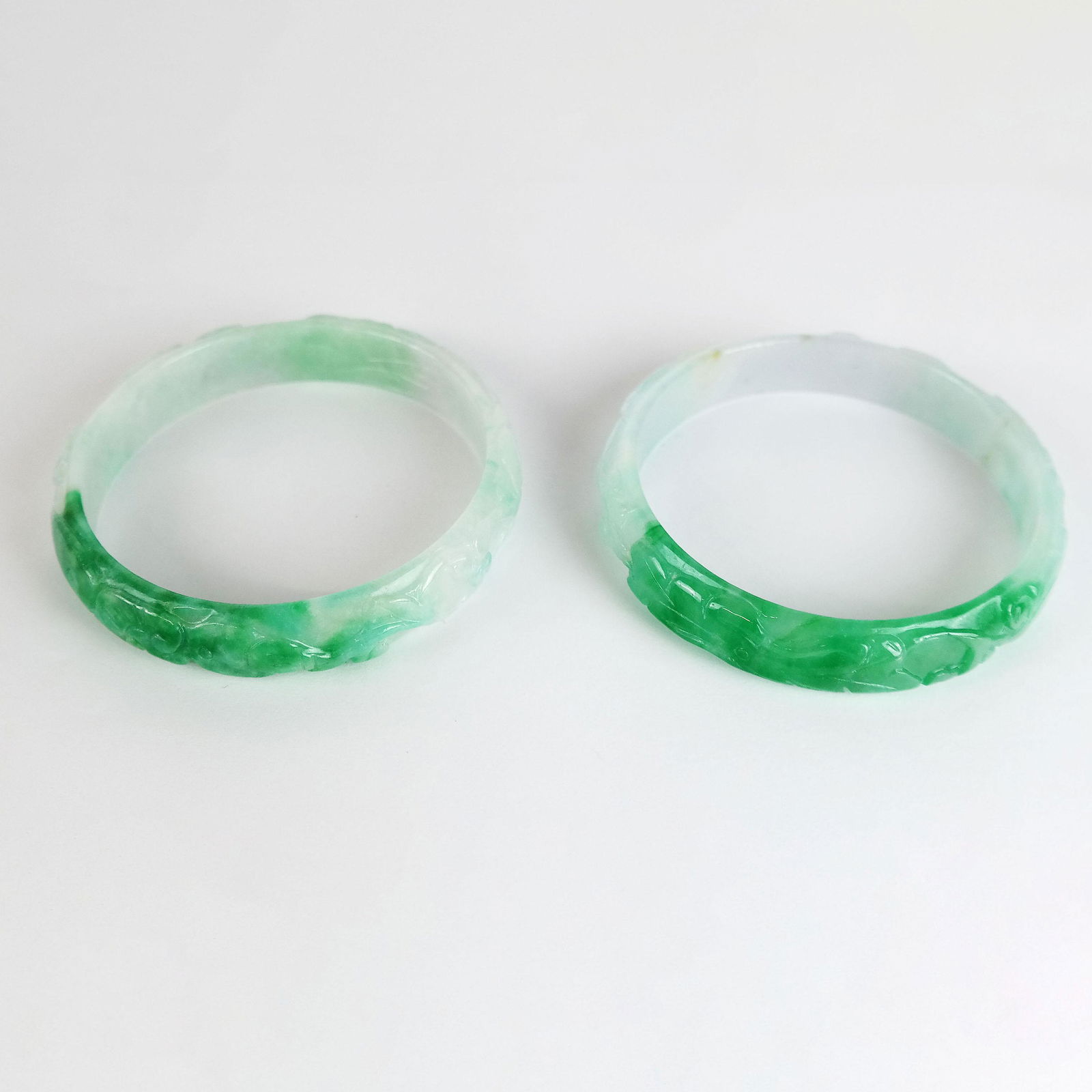 Pair of Chinese Jade Bangle Bracelets (1 of 8)