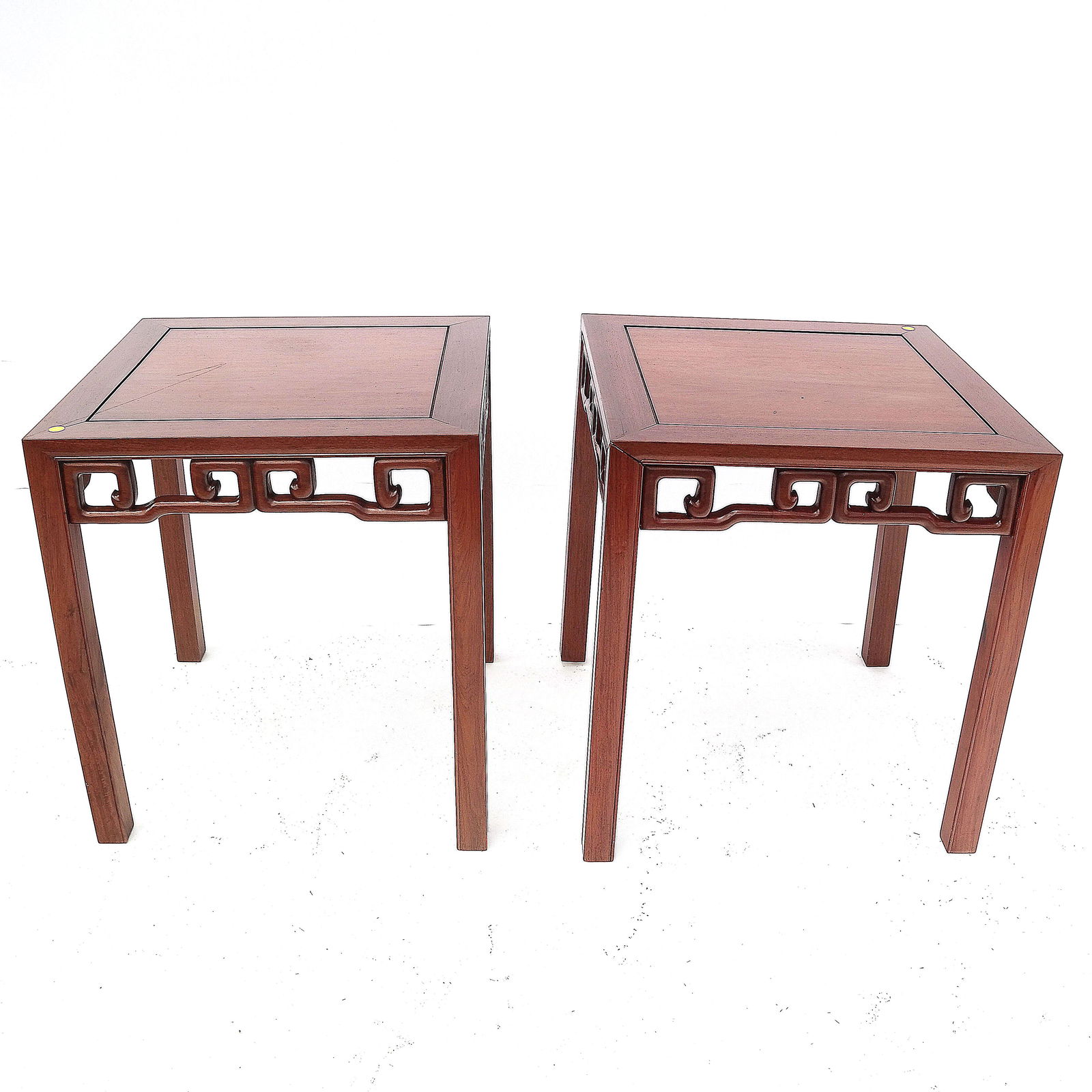 Pair of Chinese Carved Hardwood End Tables (1 of 8)