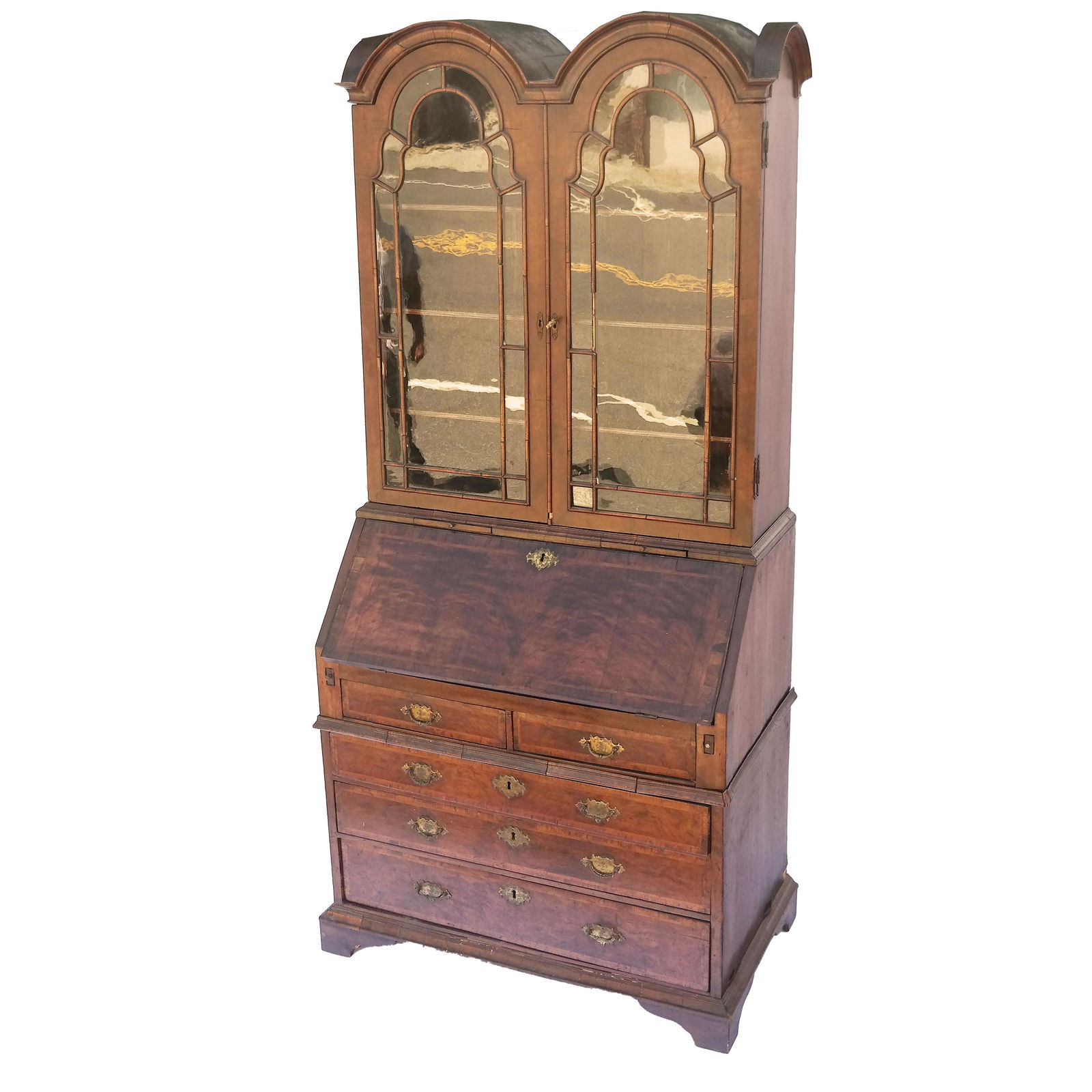 George I Walnut Secretary Bookcase Bureau Cabinet (1 of 16)