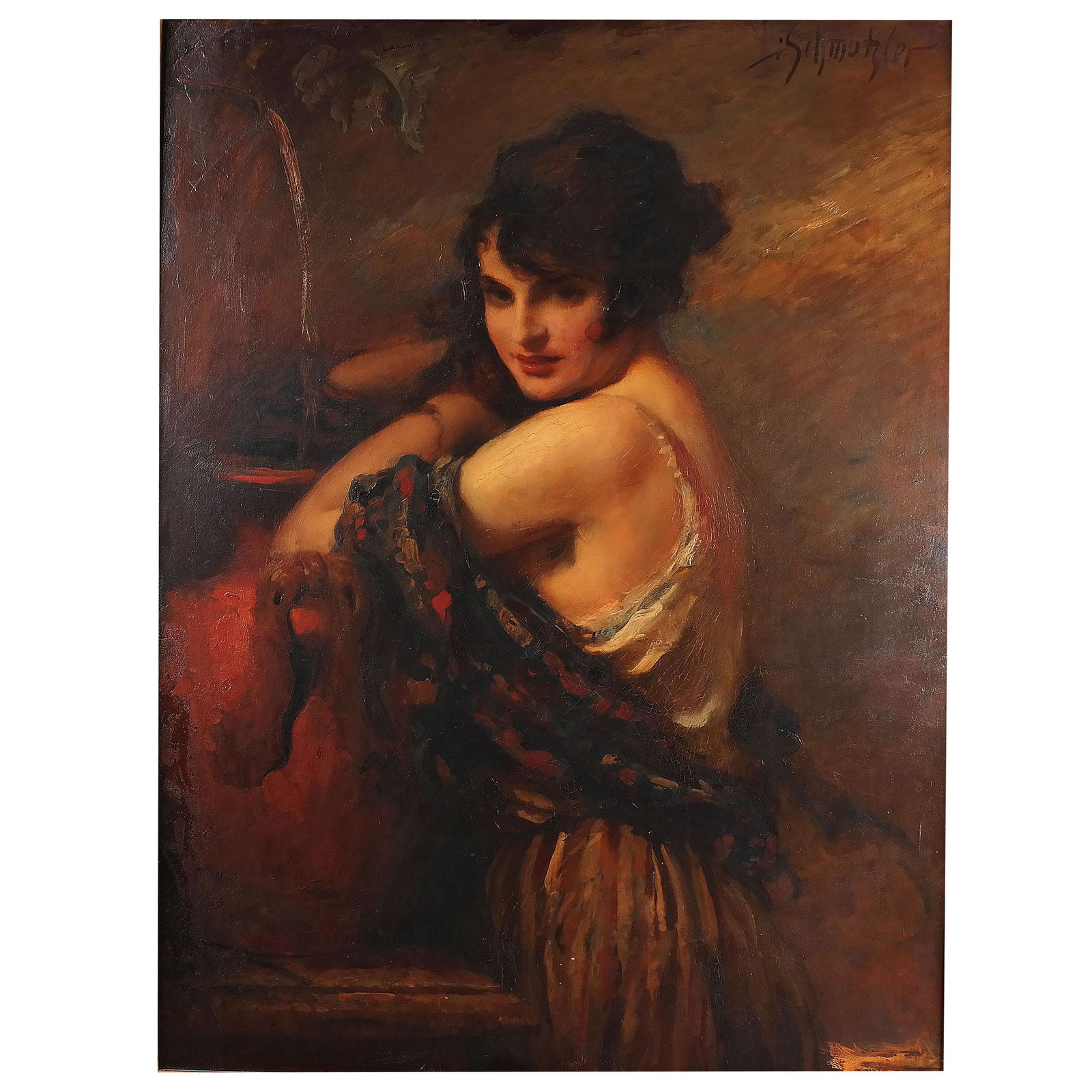 Leopold SCHMUTZLER: Girl at a Well - Oil on Board (1 of 16)