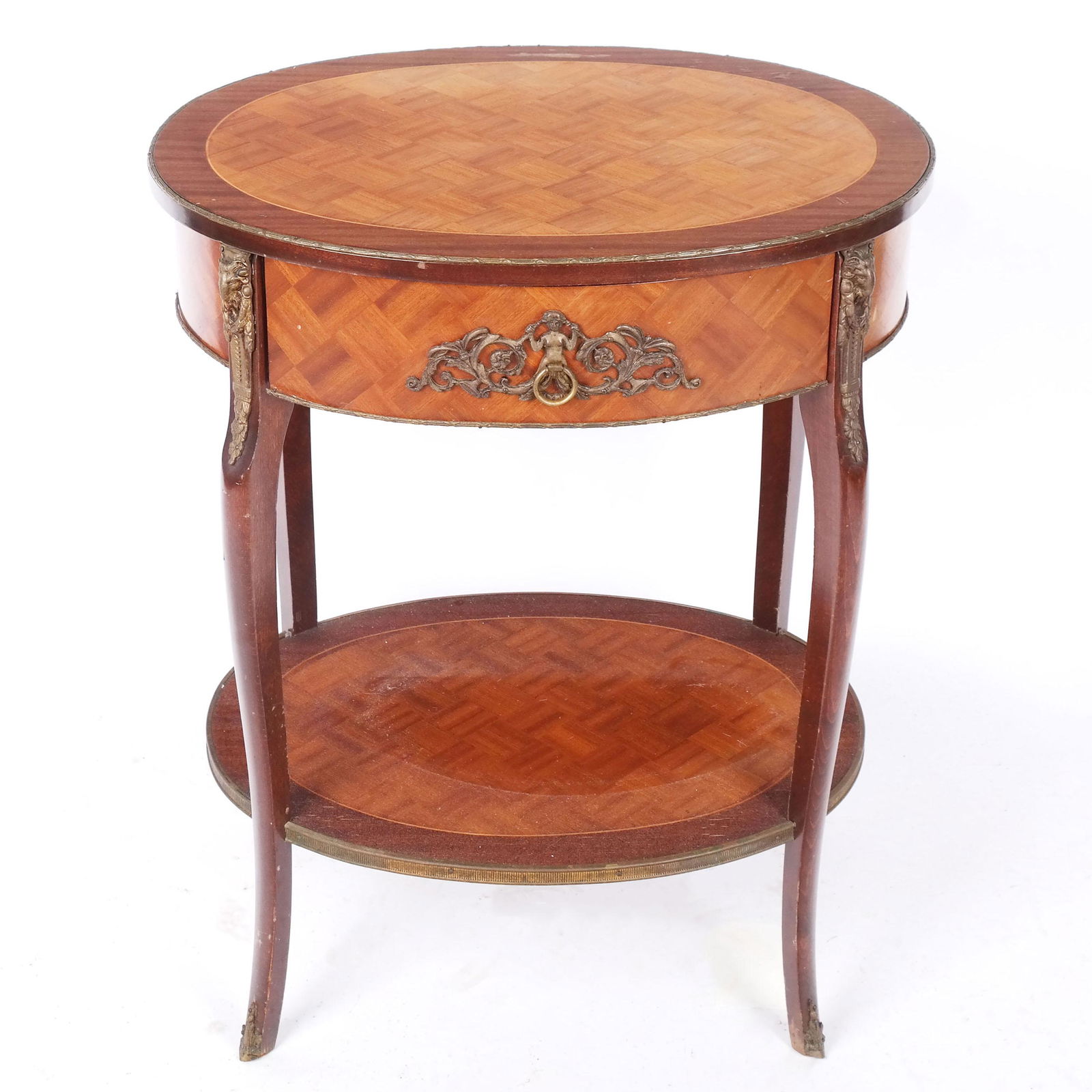 Oval Two-Tier Parquetry Stand (1 of 9)