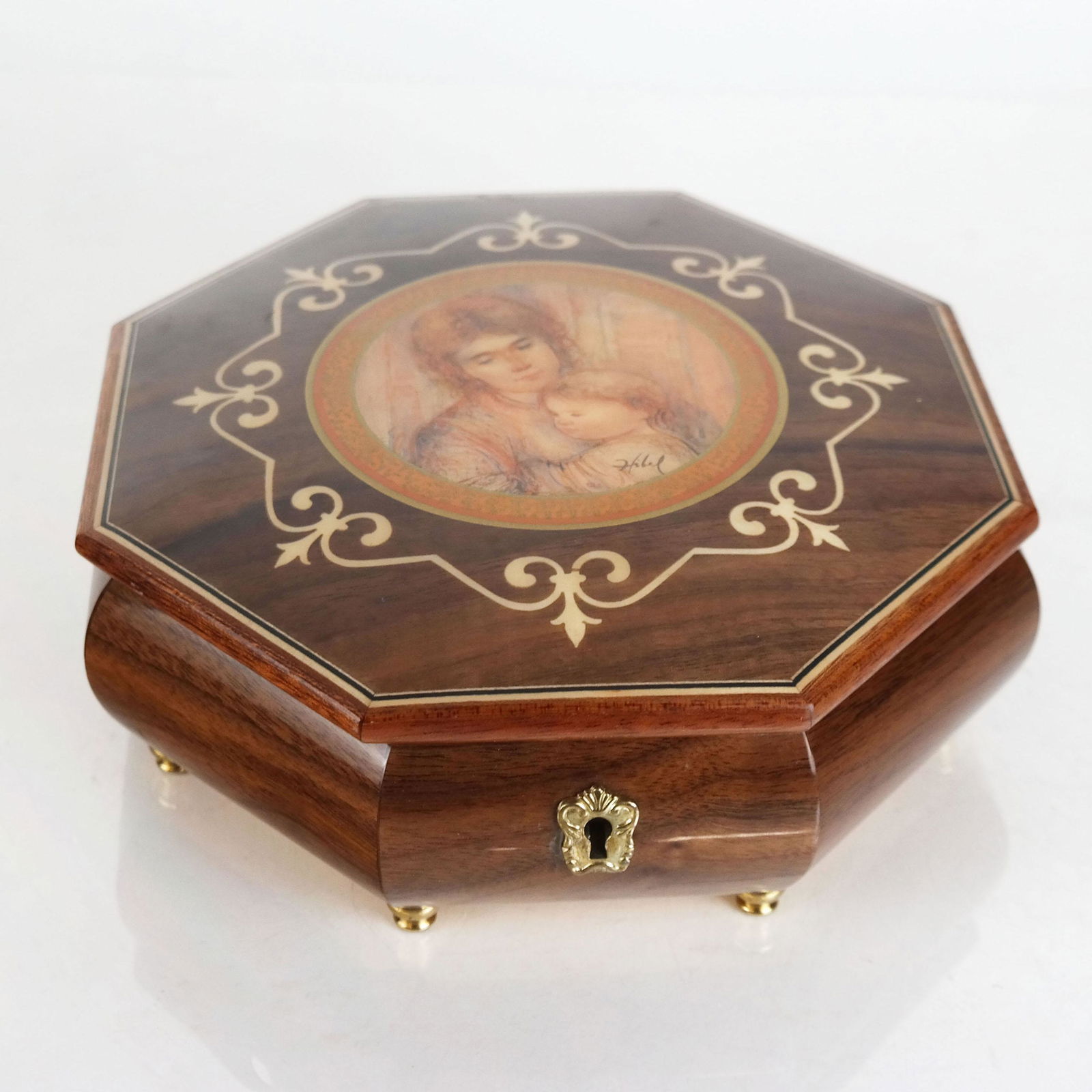 Swiss Inlaid Mixed Wood Music Box (1 of 9)
