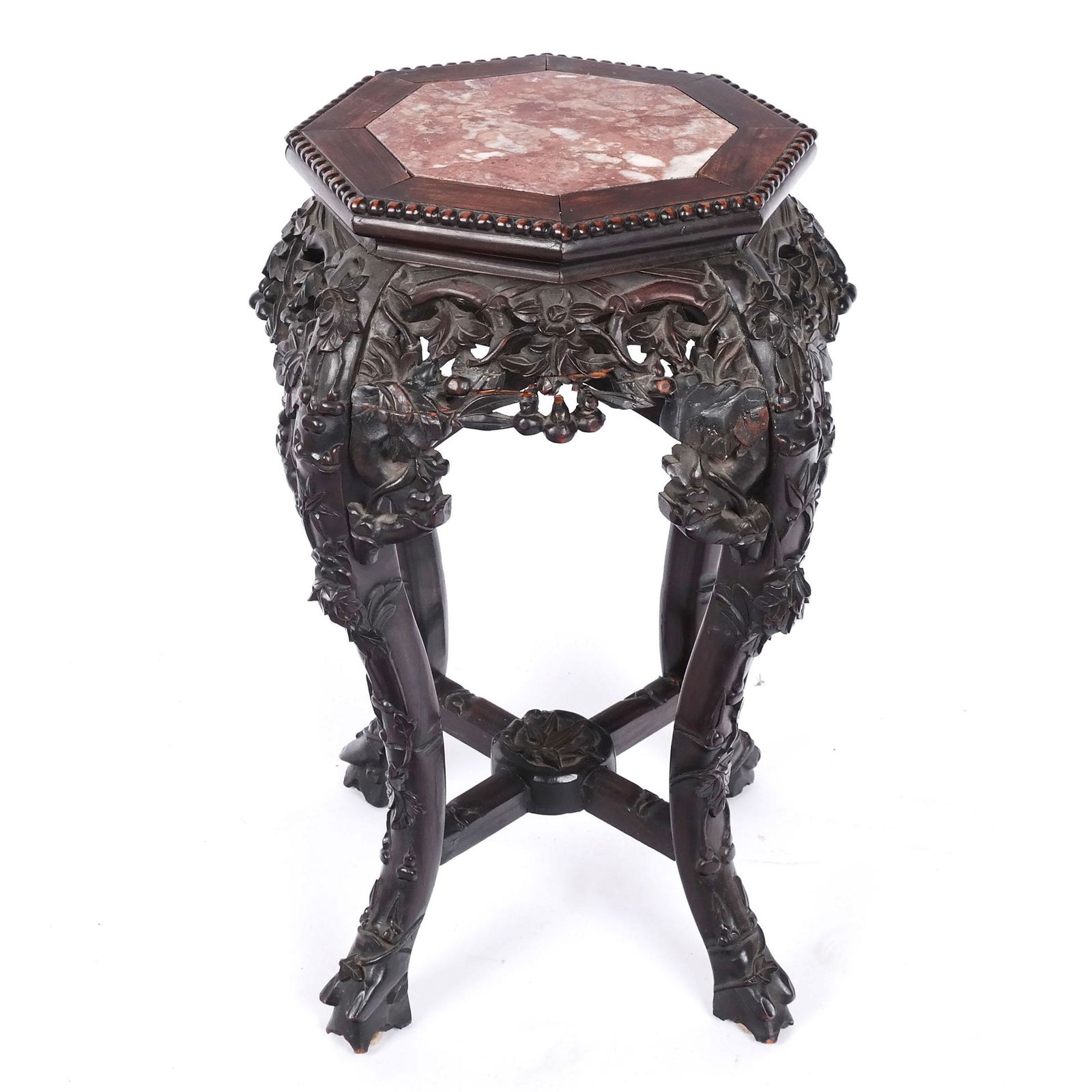 Chinese Hardwood & Marble Inset Tabouret Table (1 of 9)