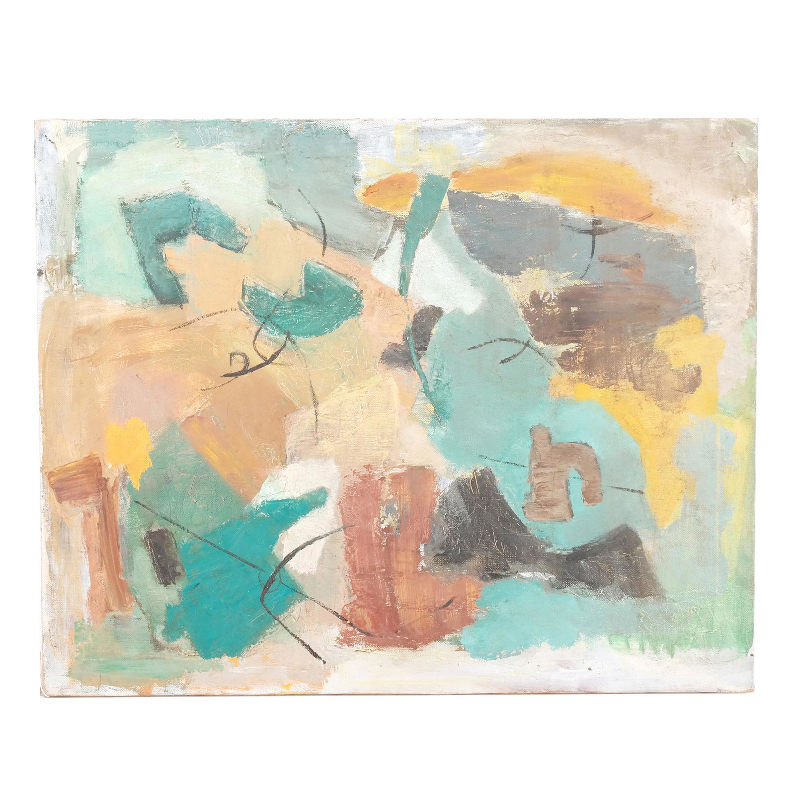 P. BERNIER: Abstract Oil on Canvas Painting (1 of 9)