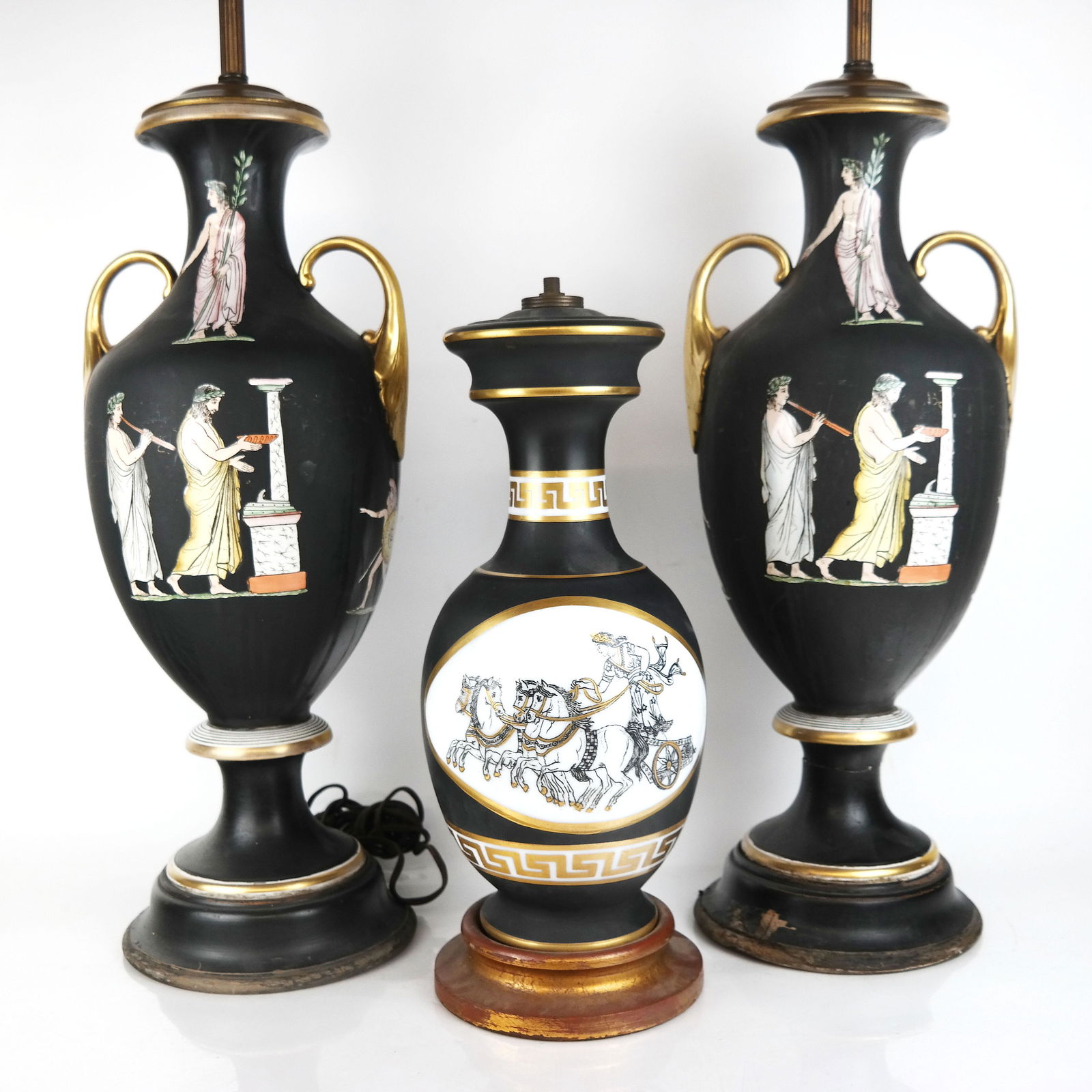 Three French Opaline Neoclassical-Style Lamps (1 of 15)