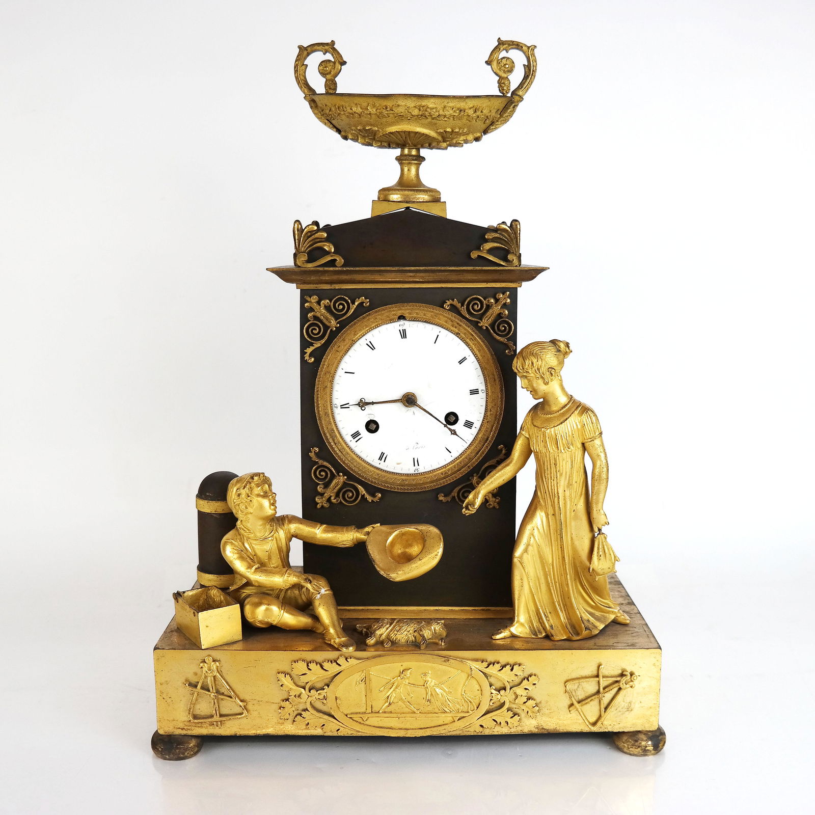 19th C. French Bronze Figural & Urn Mantel Clock (1 of 12)