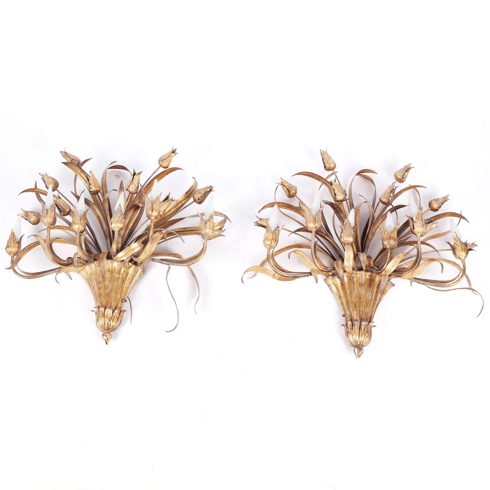 Pair of Large Gilt Tole Sconces (1 of 13)