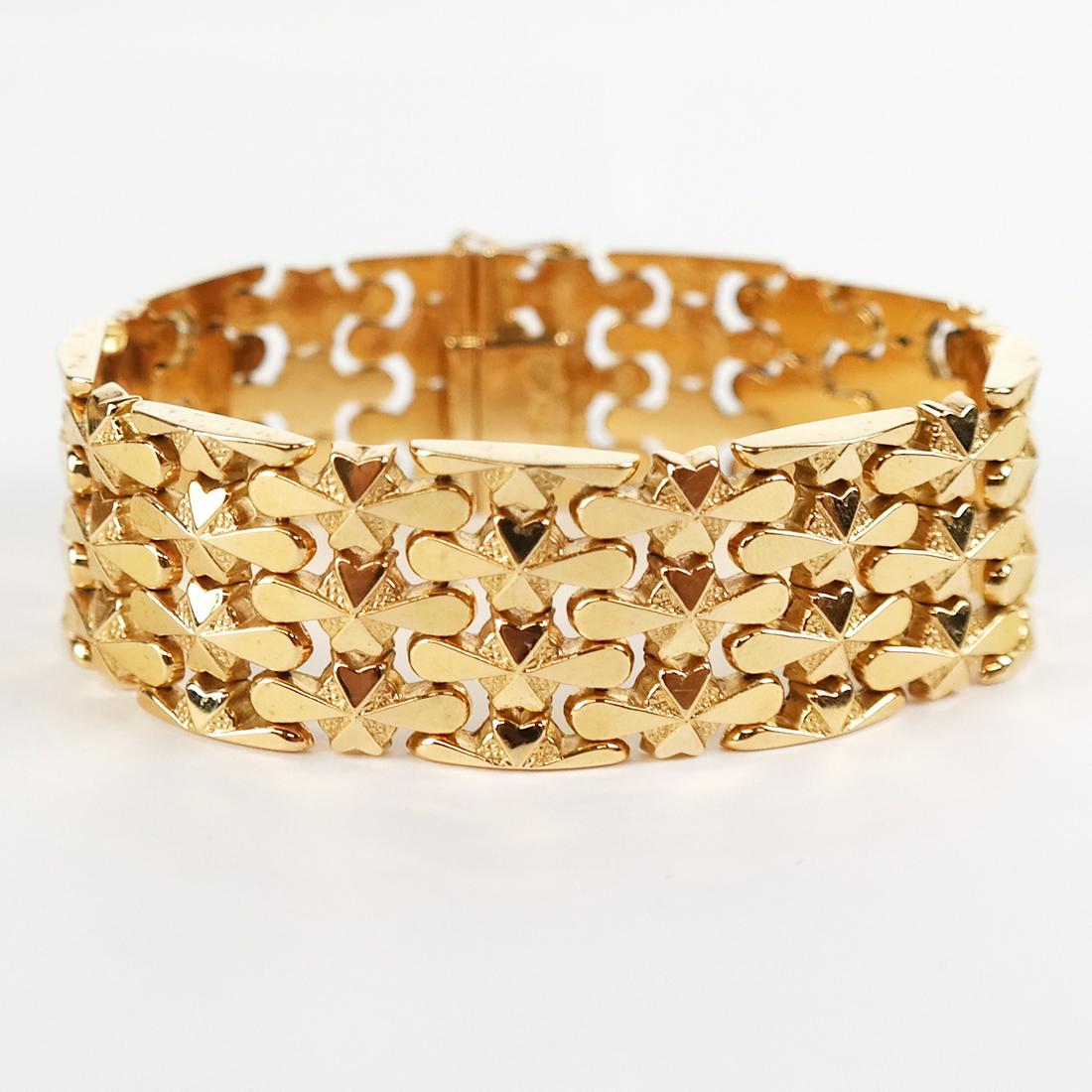 18K Wide Bracelet with Diamond Cut Flexible Band (1 of 8)