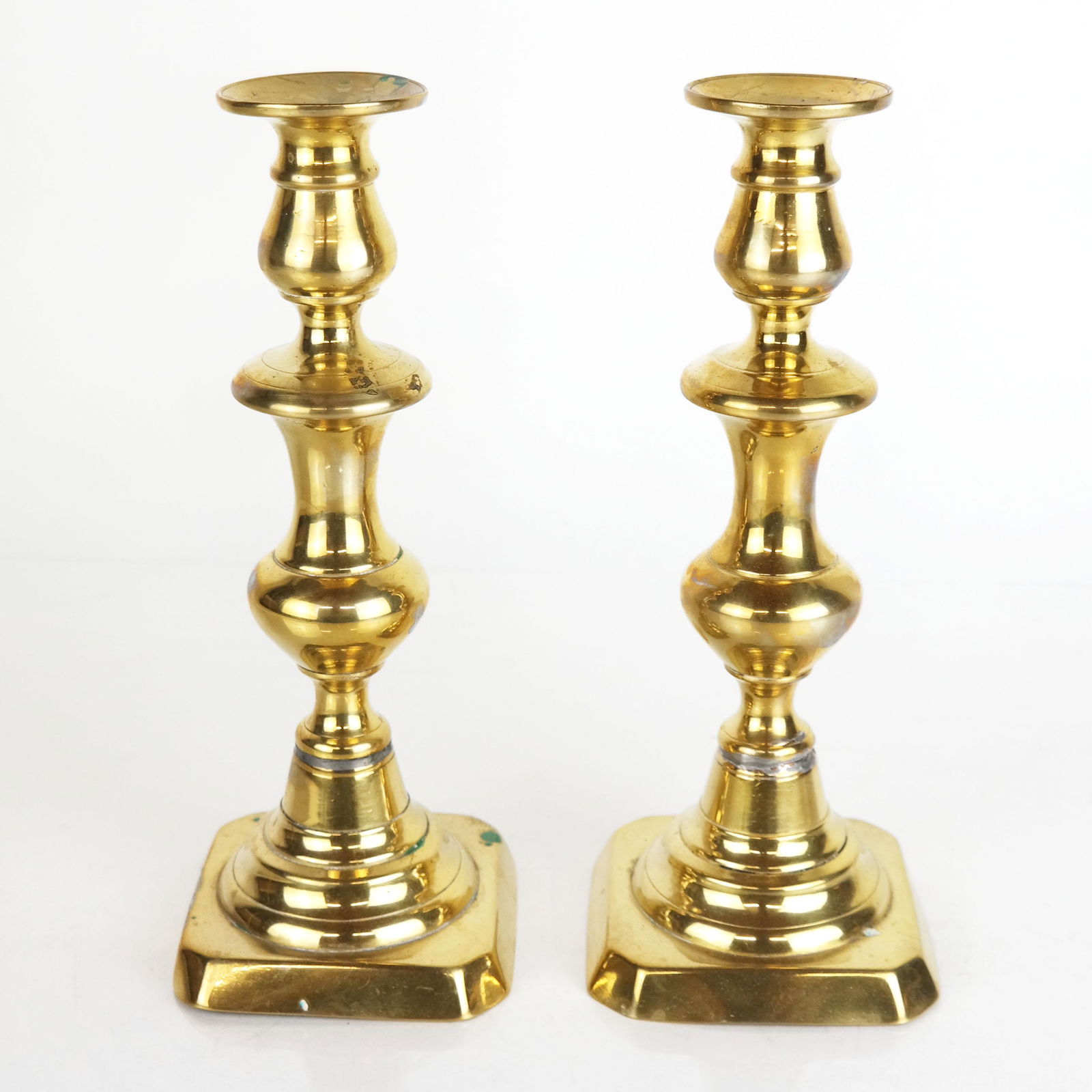 Pair of English Regency-Style Brass Candlesticks (1 of 7)