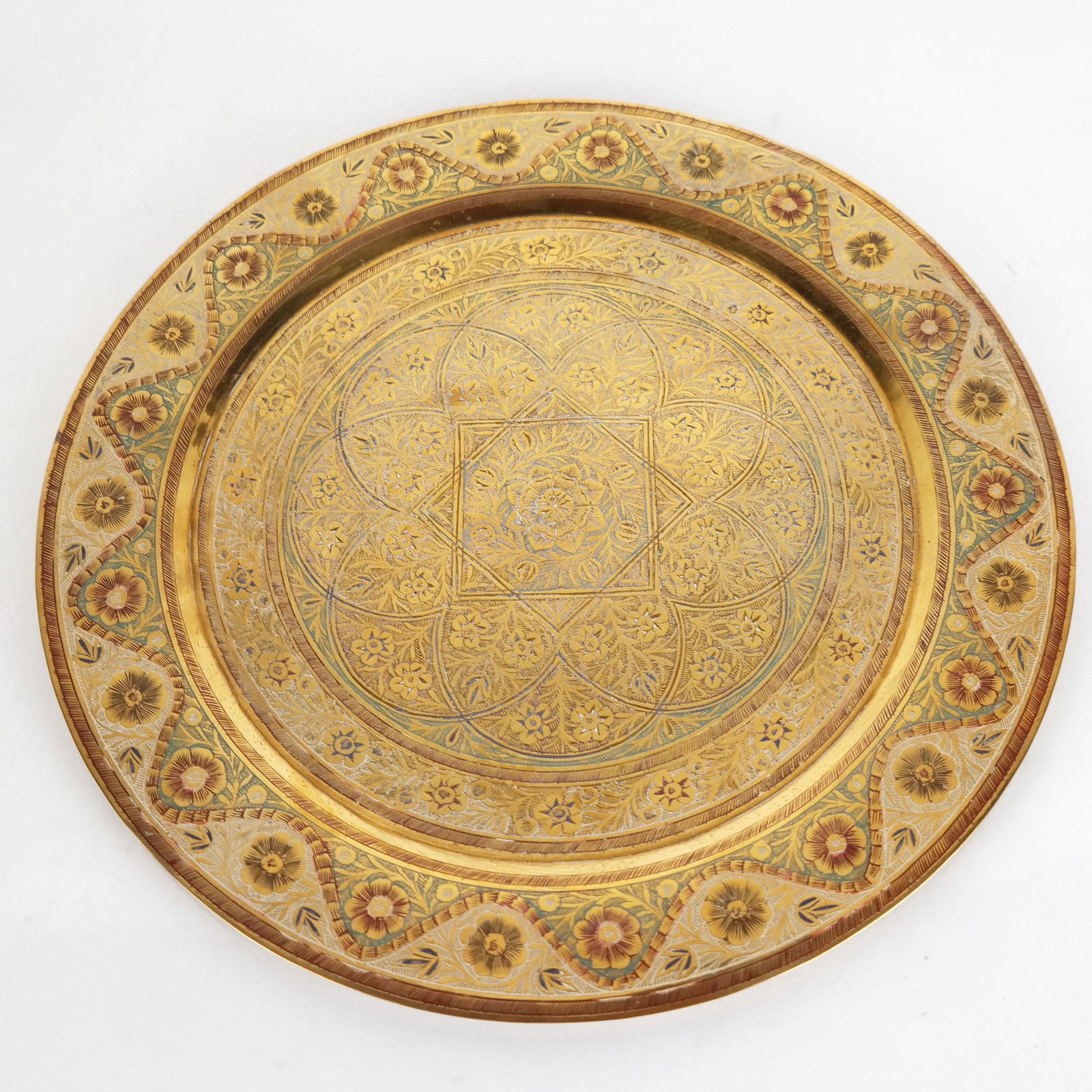 Hammered & Etching Brass & Enamel Charger (1 of 4)